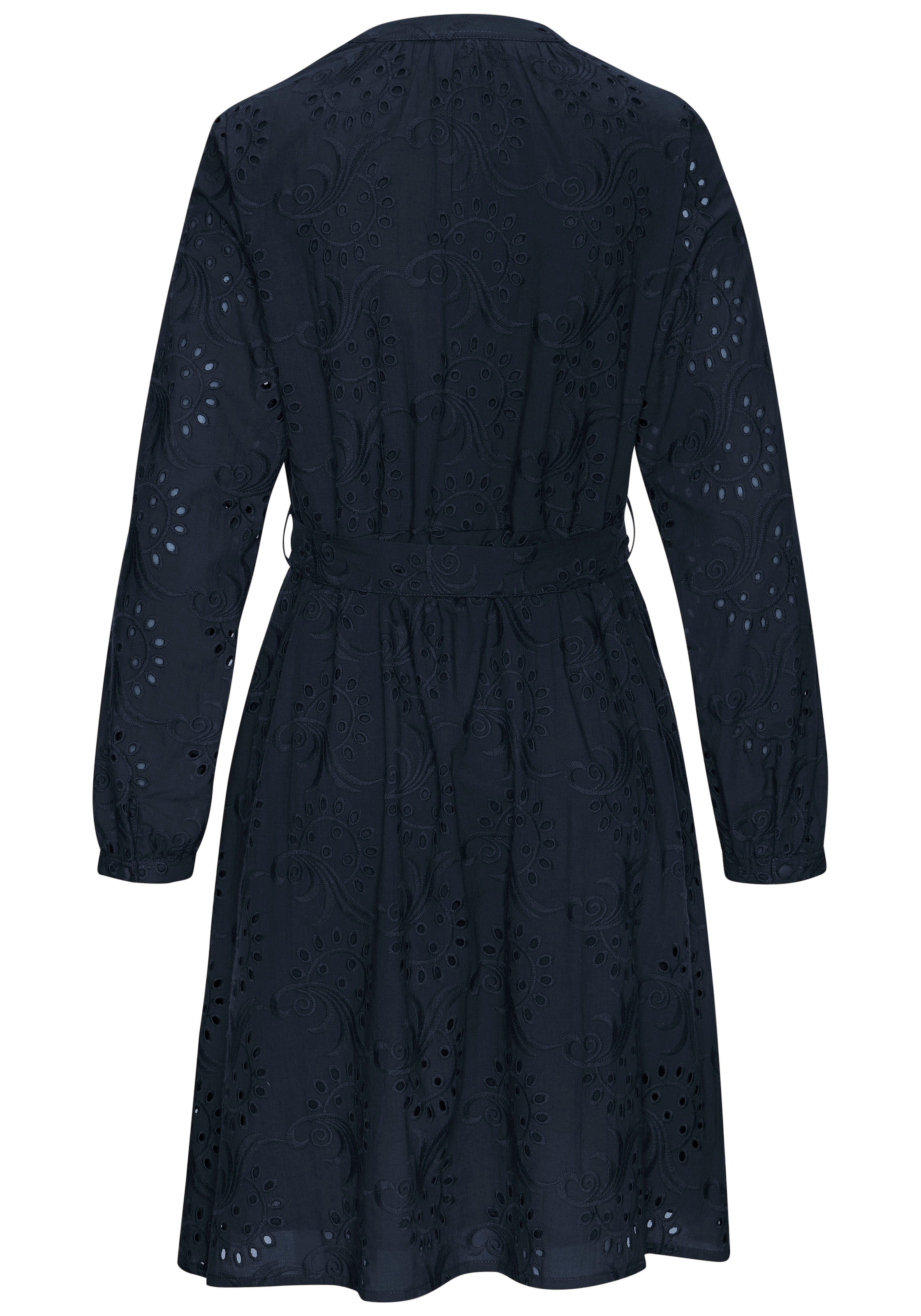 LASCANA Blusenkleid, (mit Bindegürtel), und Lochstickerei, Spitzenkleid