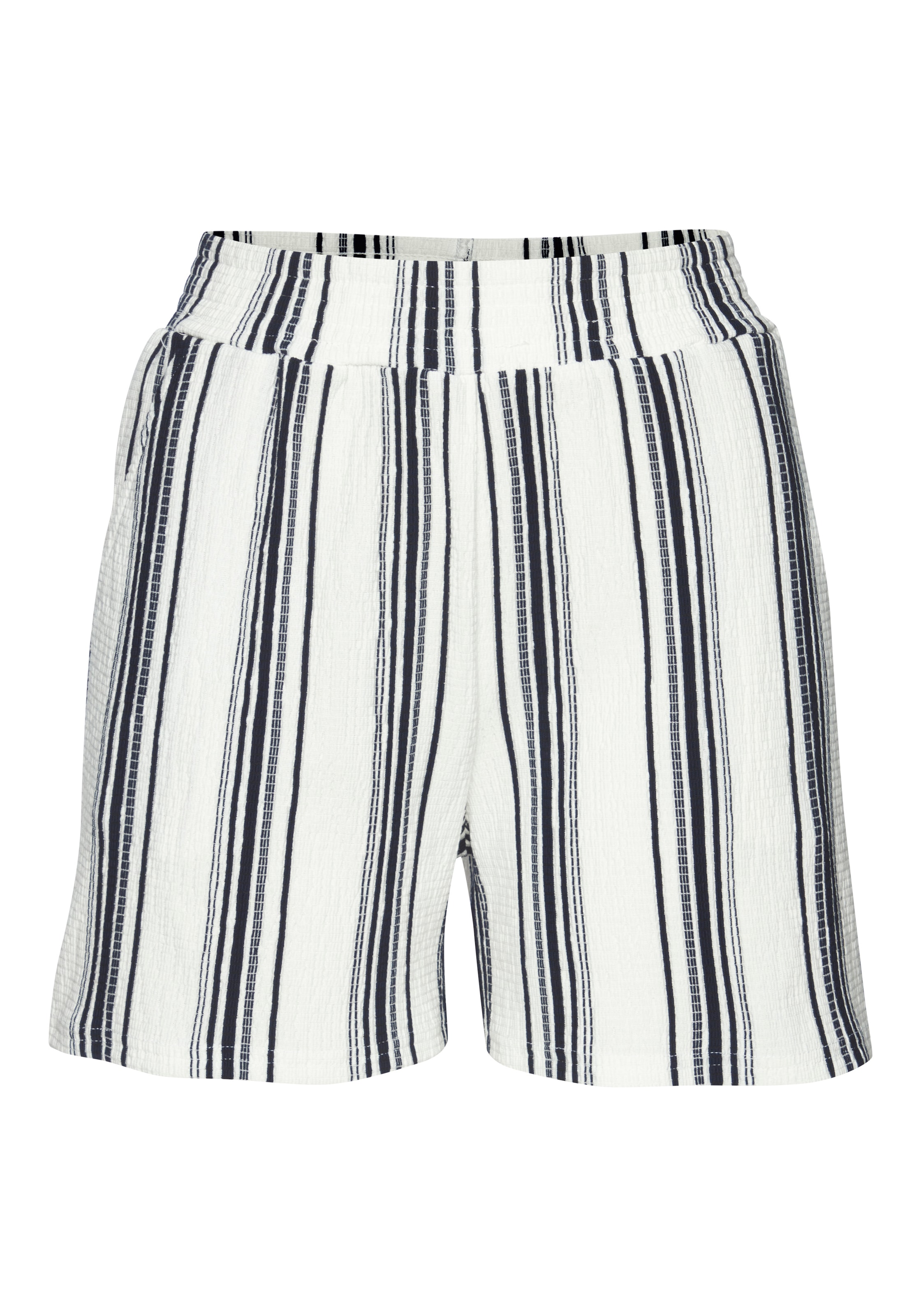 LASCANA Shorts »aus luftiger Crepeware«  strukturierte Ware, sommerlicher Shorts mit Streifen, Sommerhose