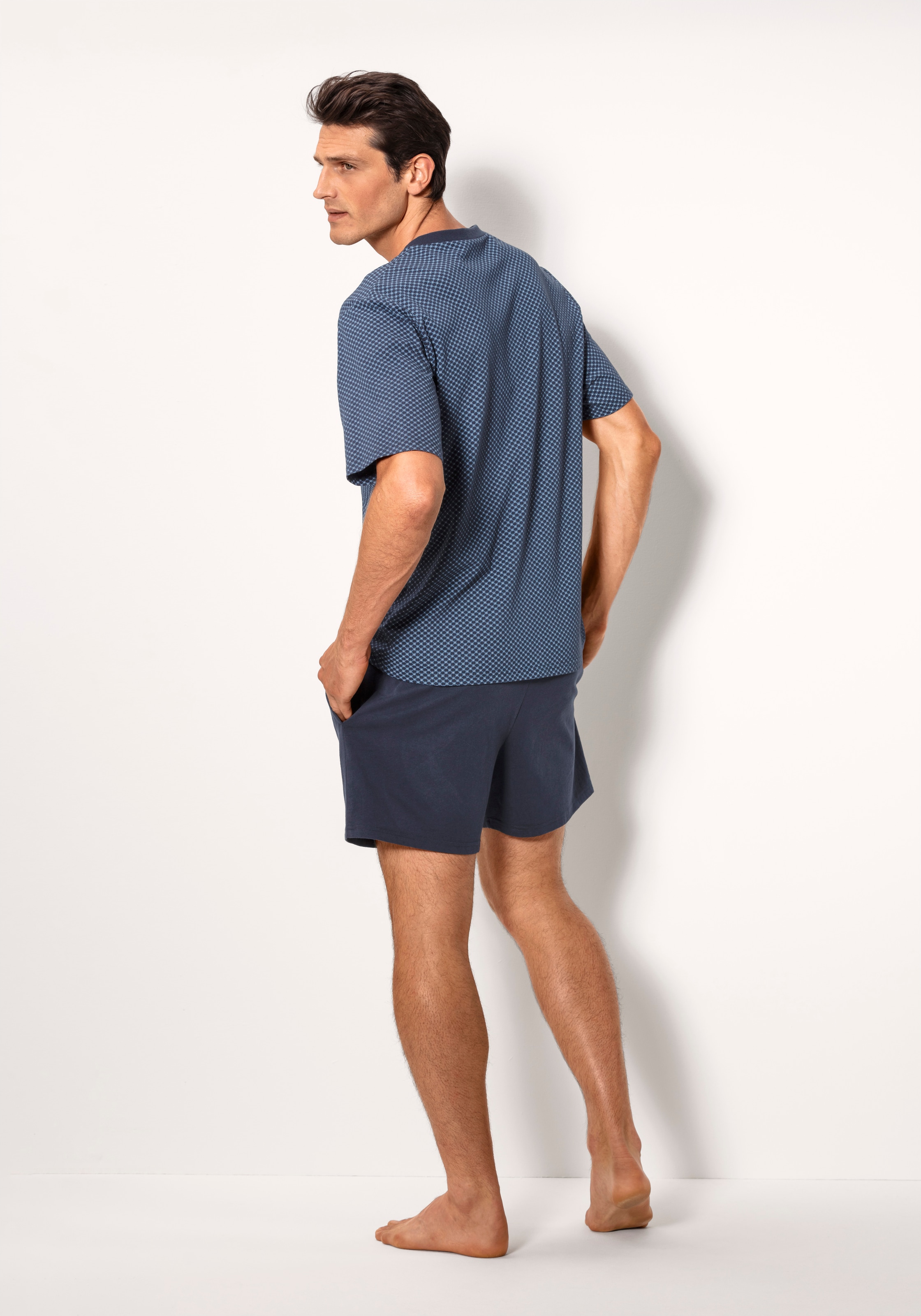 le jogger® Pyjama, (Packung, 4 tlg., 2 Stück), Schlafanzug mit Allovermuster