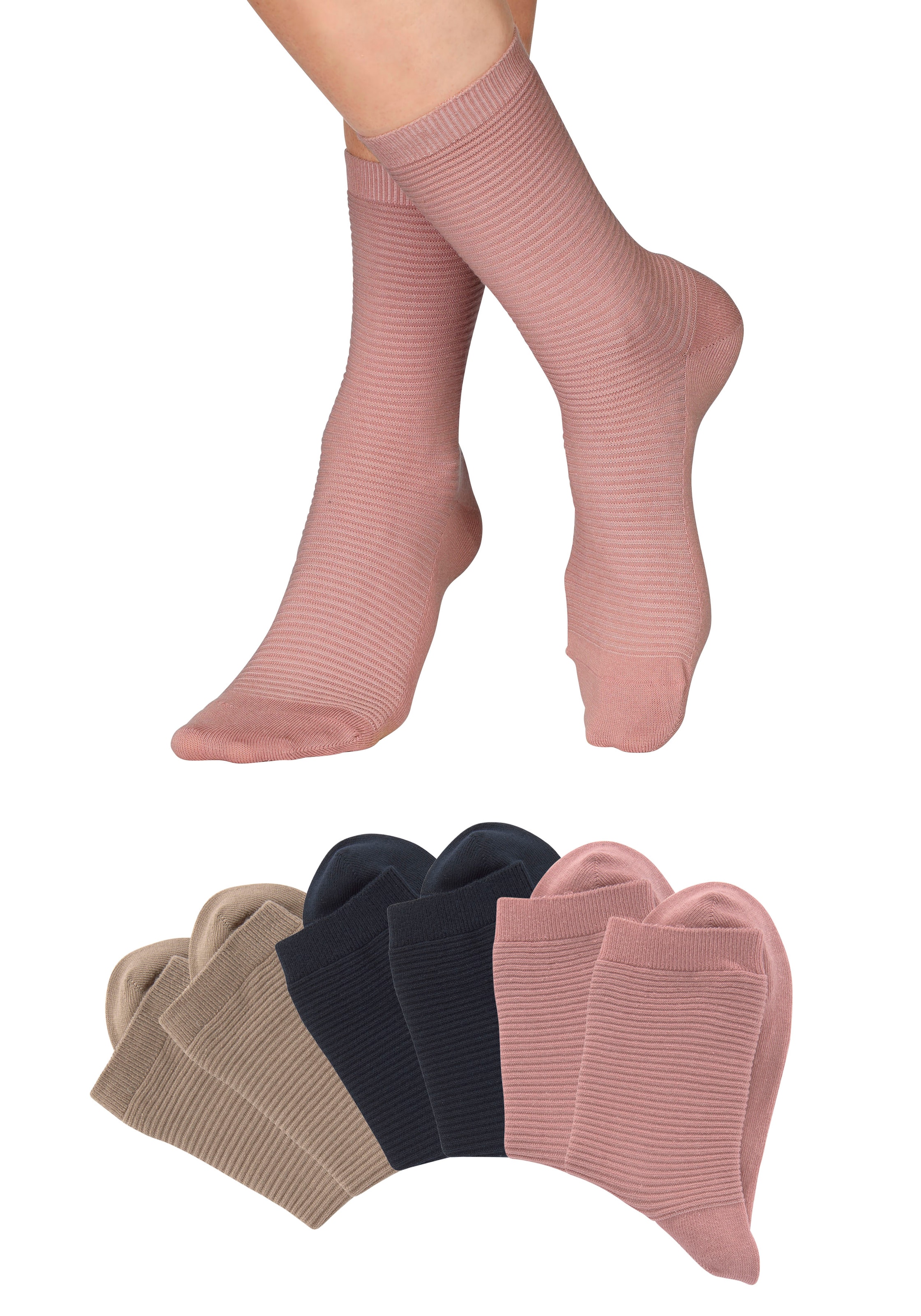 Bench. Basicsocken, (Packung, 6 Paar), in Rippstruktur
