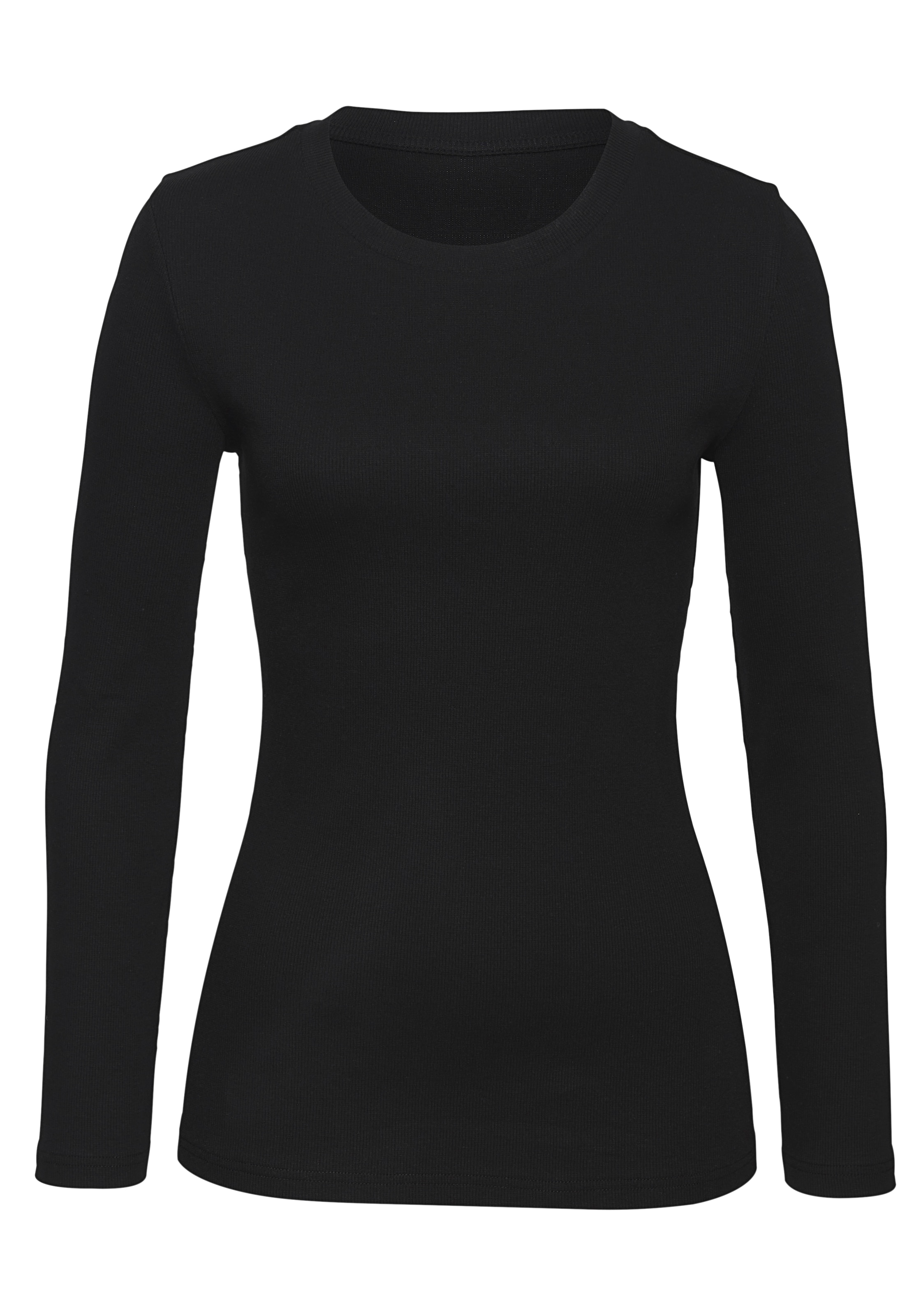 Vivance Langarmshirt »aus modischer Rippware«, (2er-Pack), aus weichem Baumwoll-Stretch