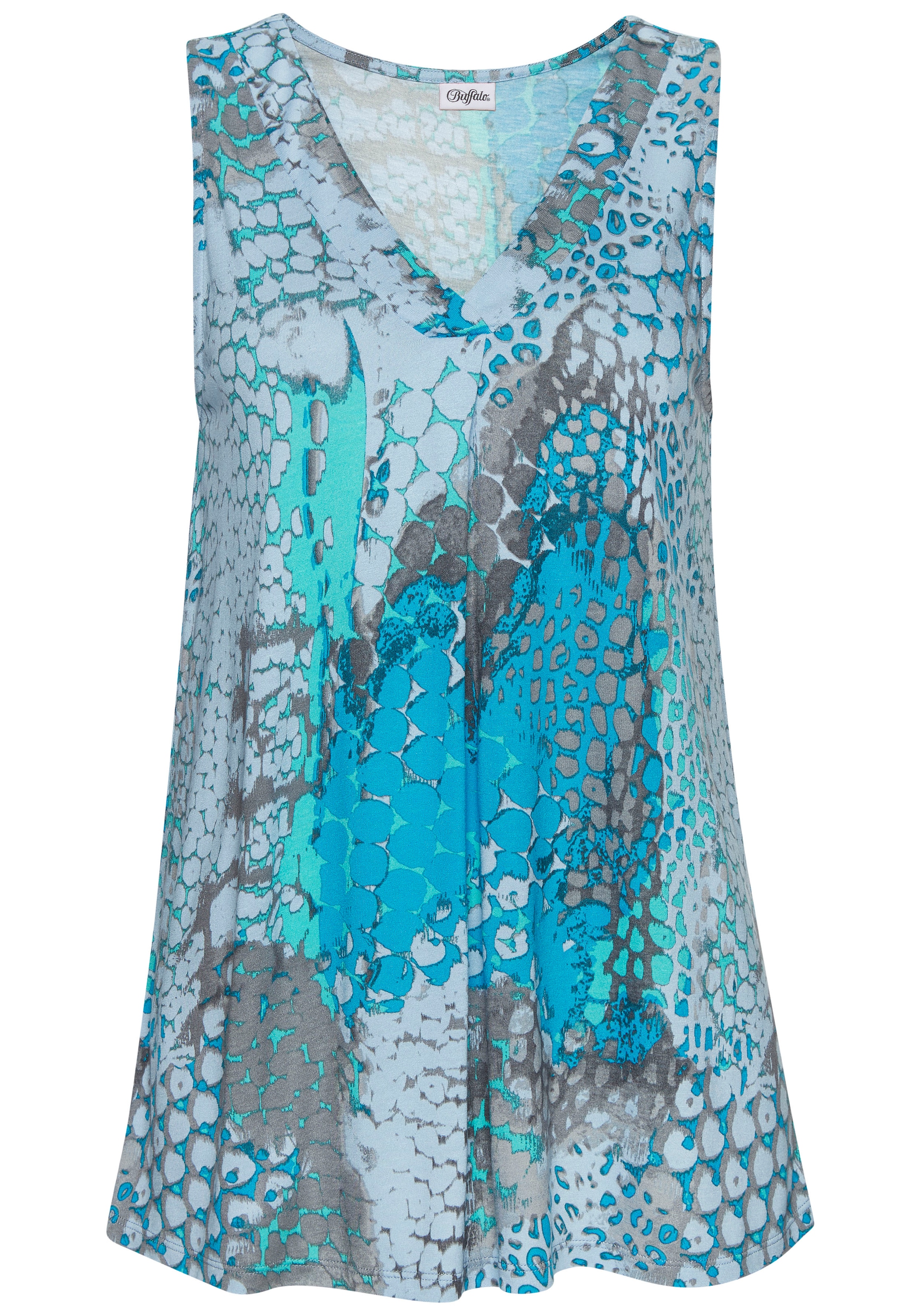 Buffalo Strandtop, mit Animalprint, sommerliches Blusentop mit V-Ausschnitt