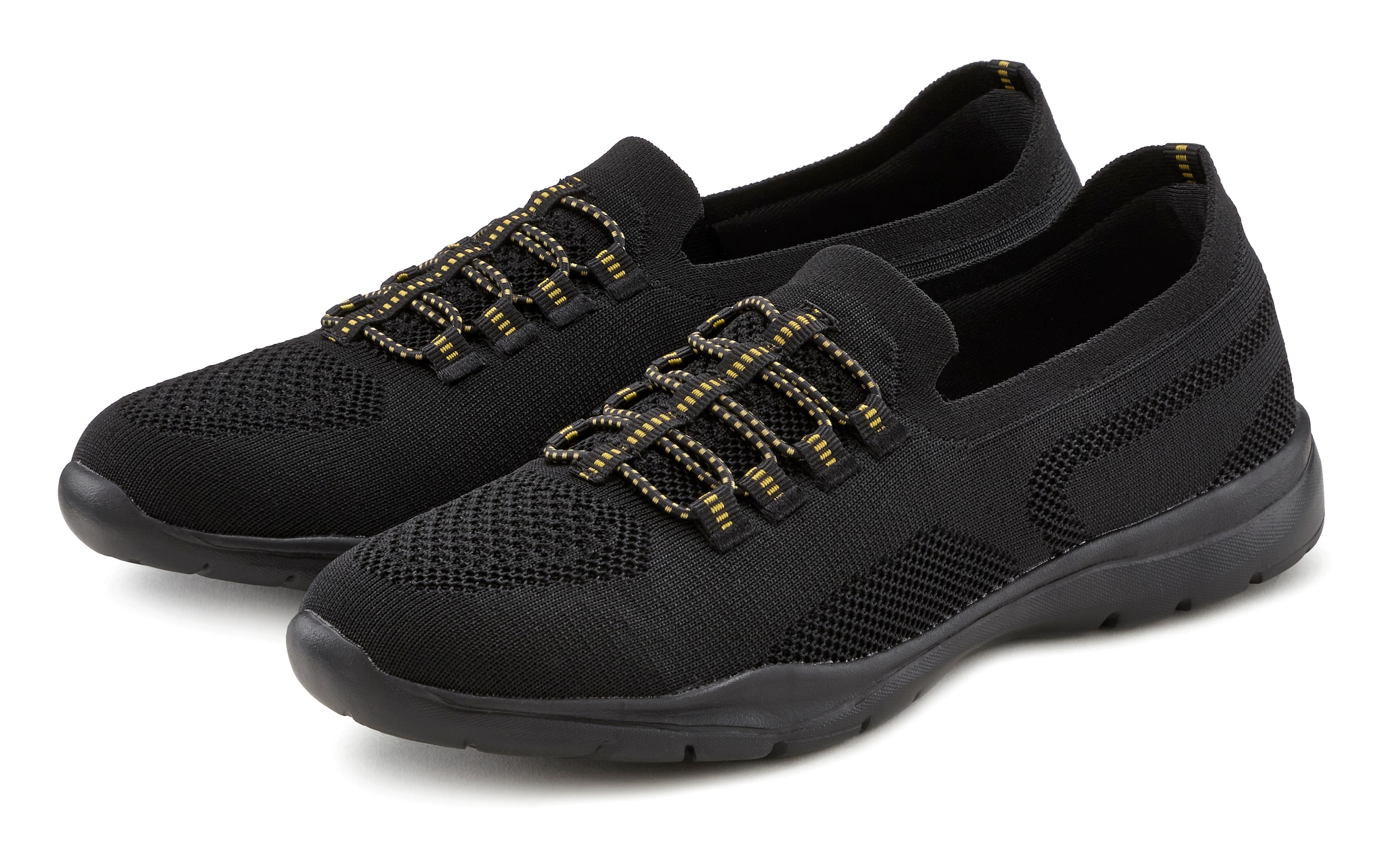LASCANA Sneaker »Slipper, Halbschuh, leichtes Meshmaterial«, zum Reinschlüpfen mit elastischen Schnürbändern VEGAN