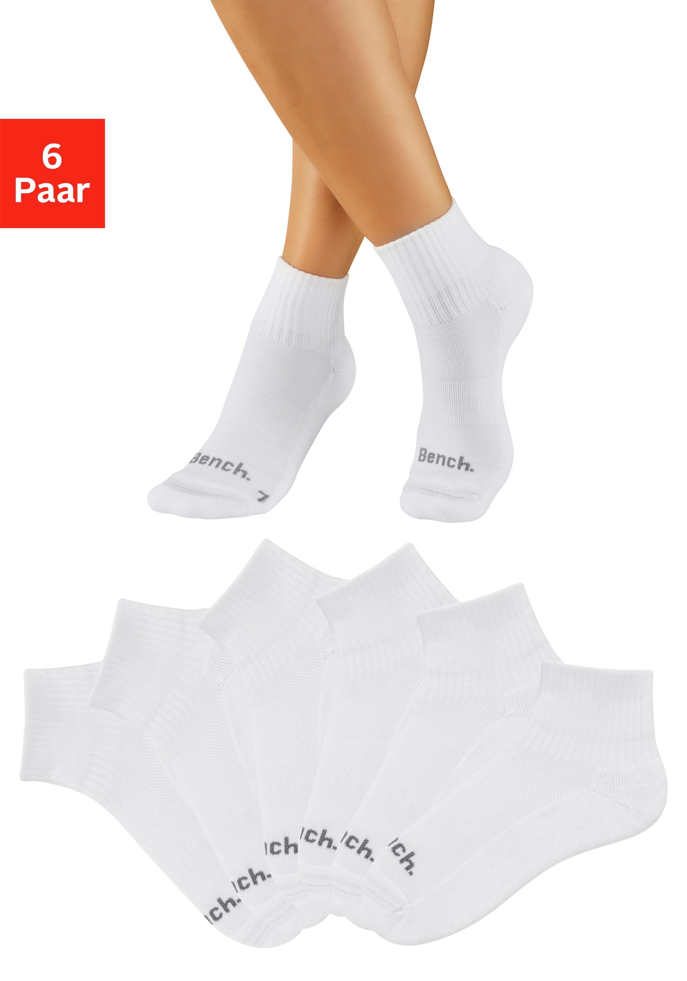 Bench. Kurzsocken »Sportsocken Antiblasensocken für Damen Herren« Packung, 6 Paar tlg. doppellagig, beugt Blasen vor