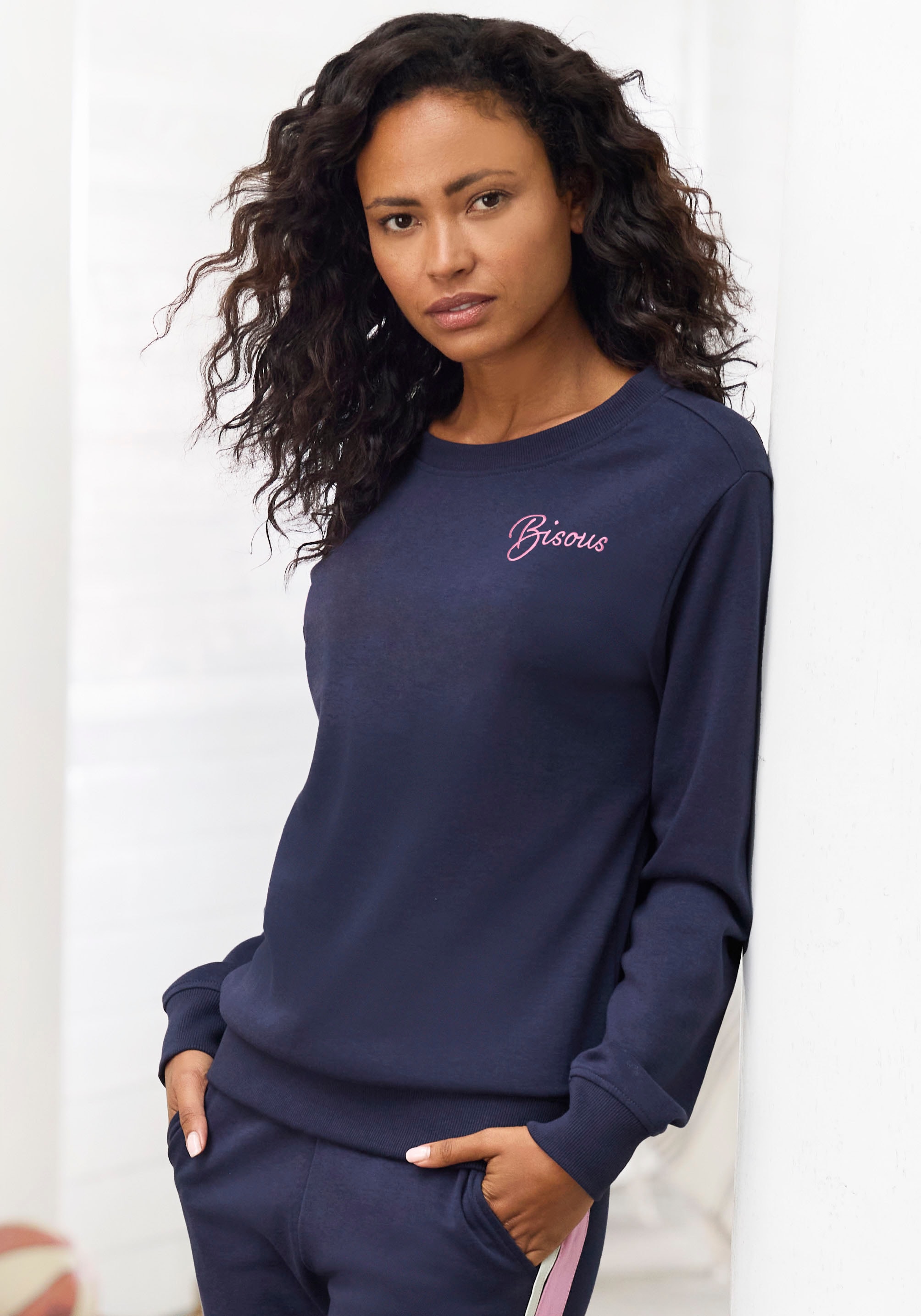 Vivance Sweatshirt, (1 tlg.), Sweatshirt mit Frontprint, Loungeanzug