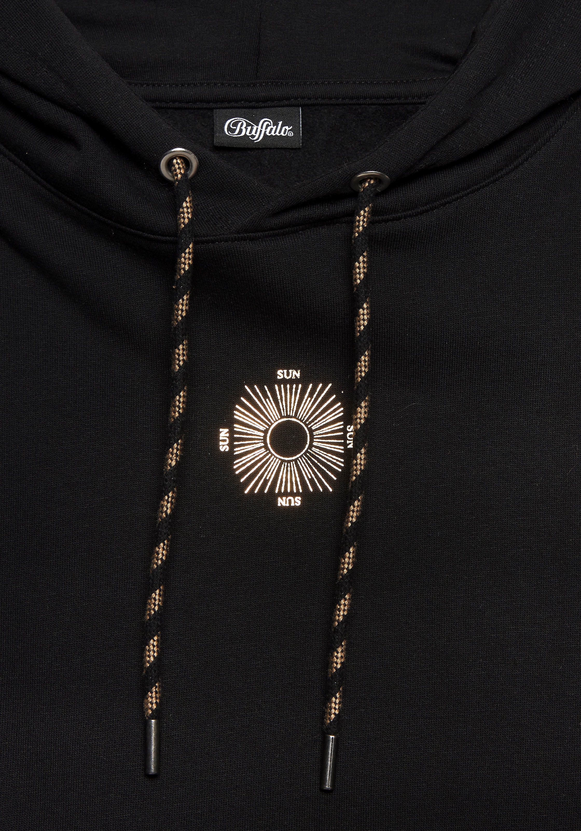 Buffalo Hoodie, Kapuzensweatshirt mit großem Rückenprint- mit Glanz-Effekt, Loungewear