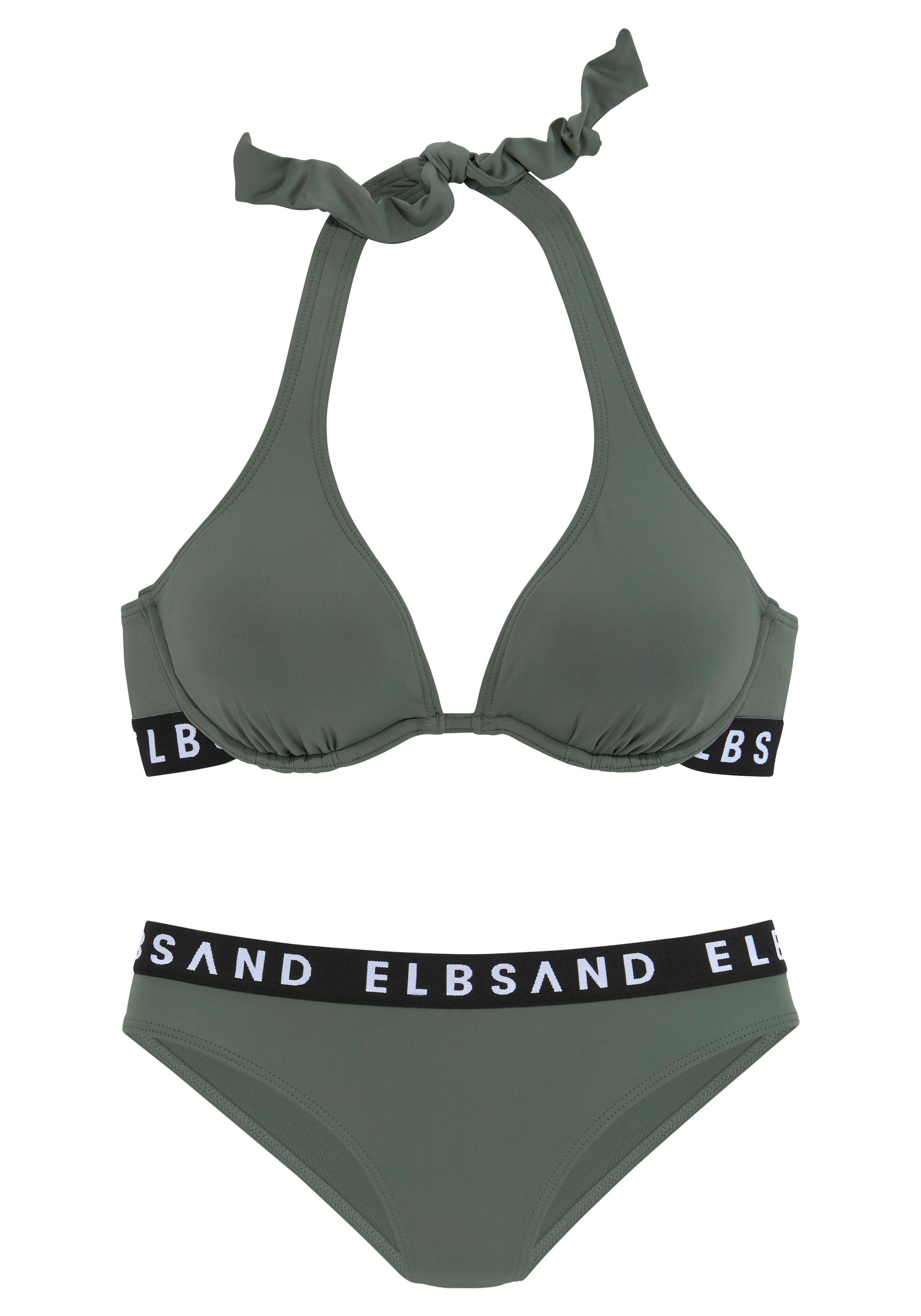 Elbsand Bügel-Bikini, mit kontrastfarbenen Markenschriftzügen