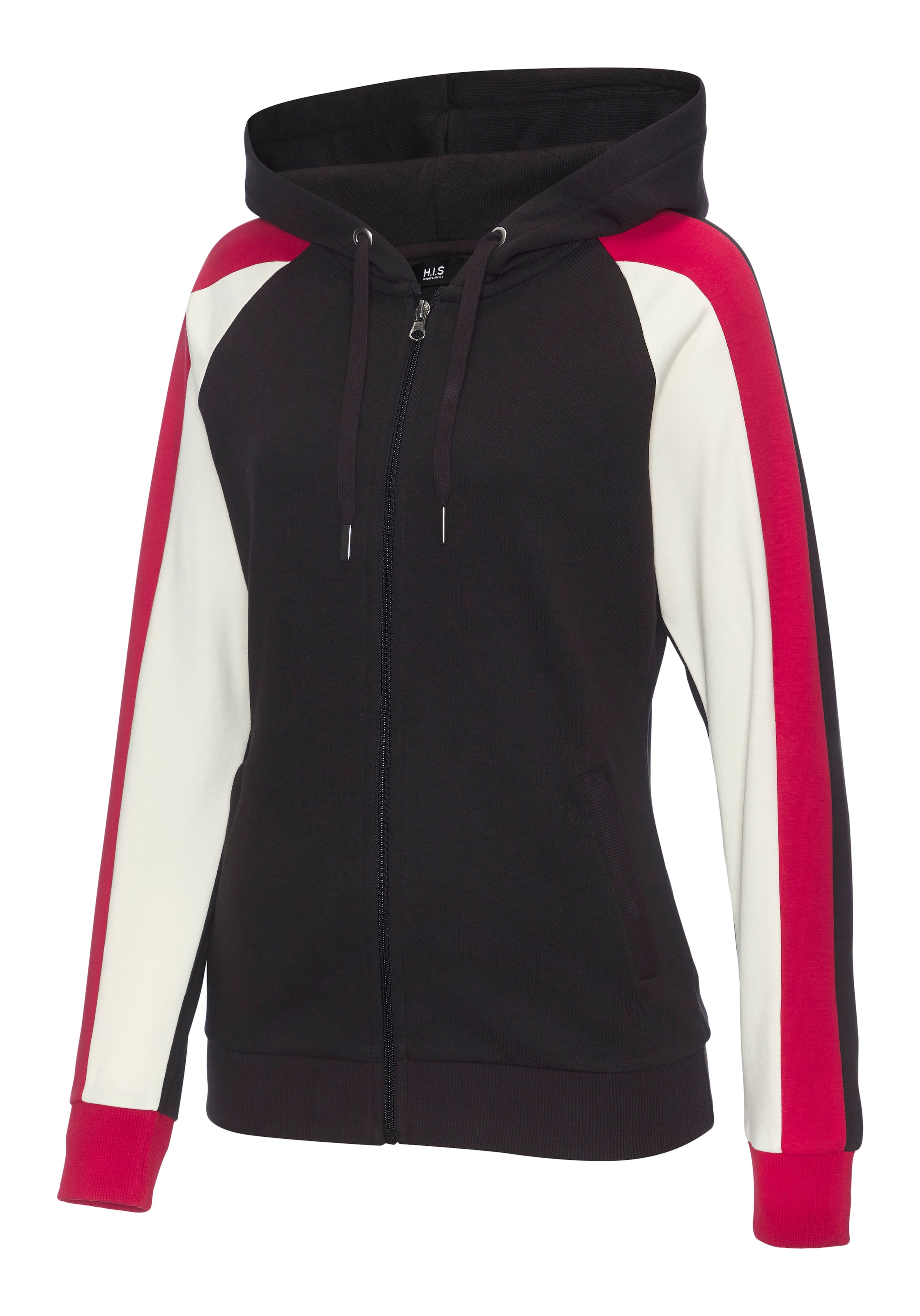 H.I.S Kapuzensweatjacke mit Colorblock Design am Ärmel