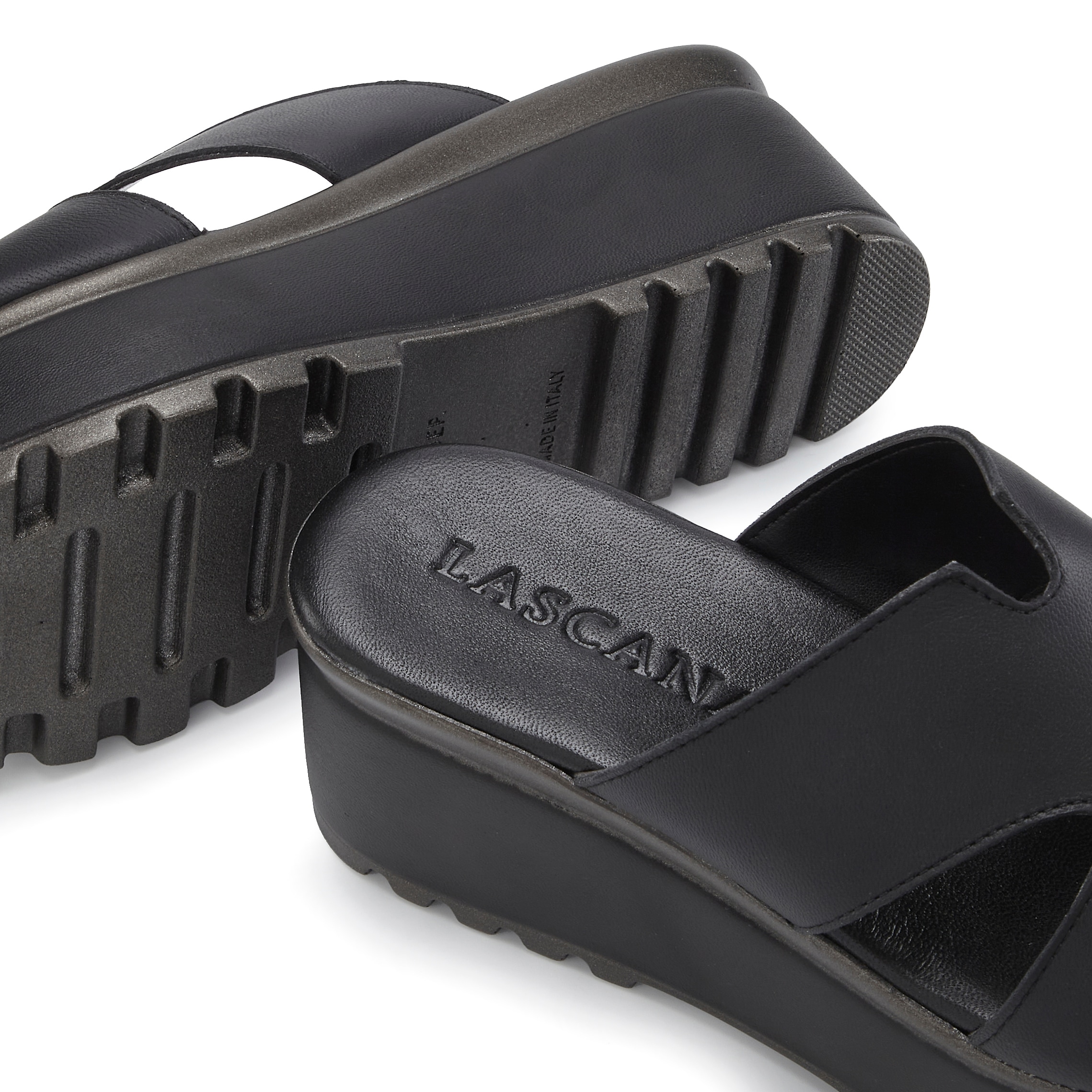 LASCANA Pantolette »Sandale, Sommerschuh, Mule«  aus Leder mit Keilabsatz