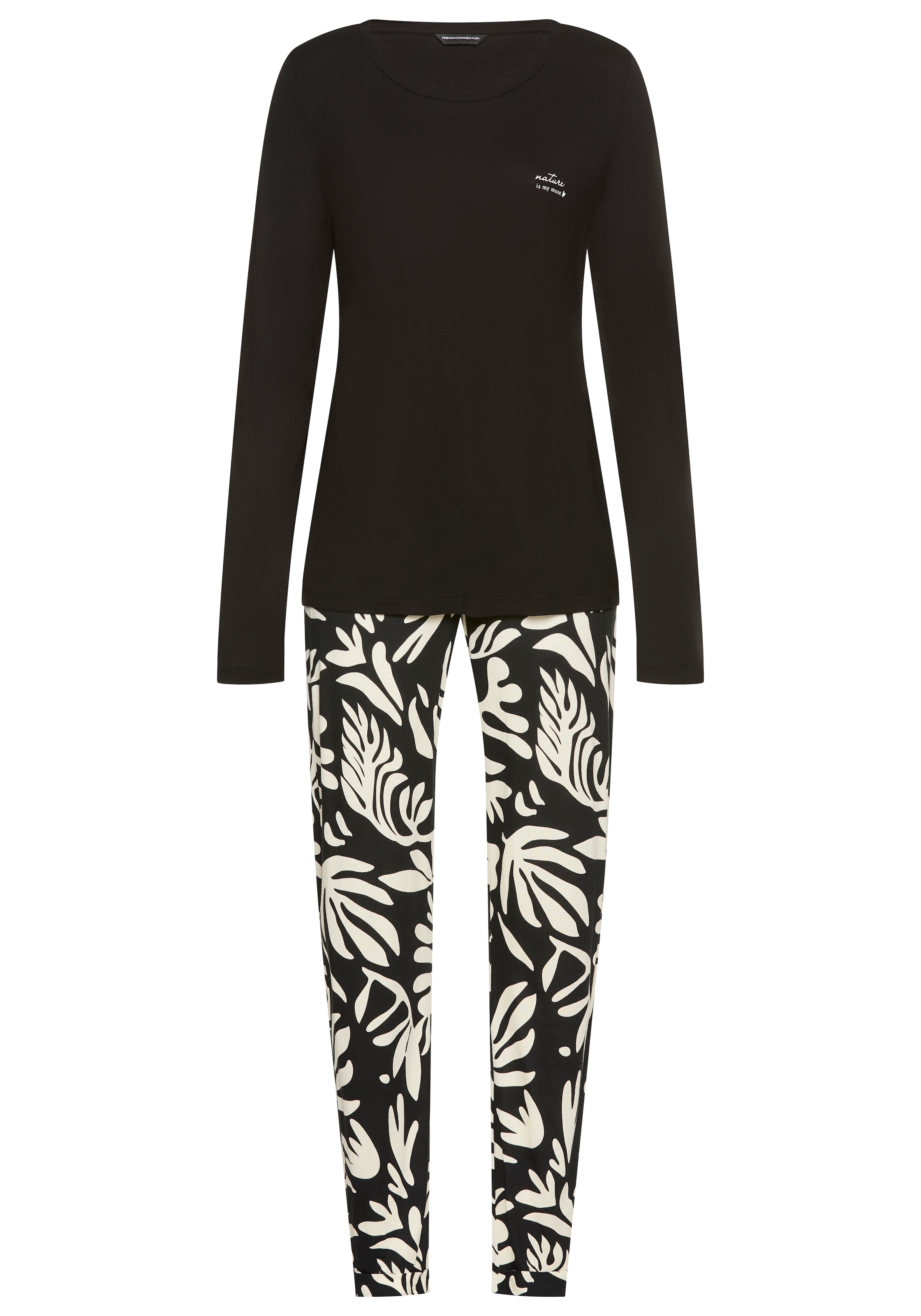French Connection Pyjama 2 im zeitlosen Schwarz-Weiß-Look