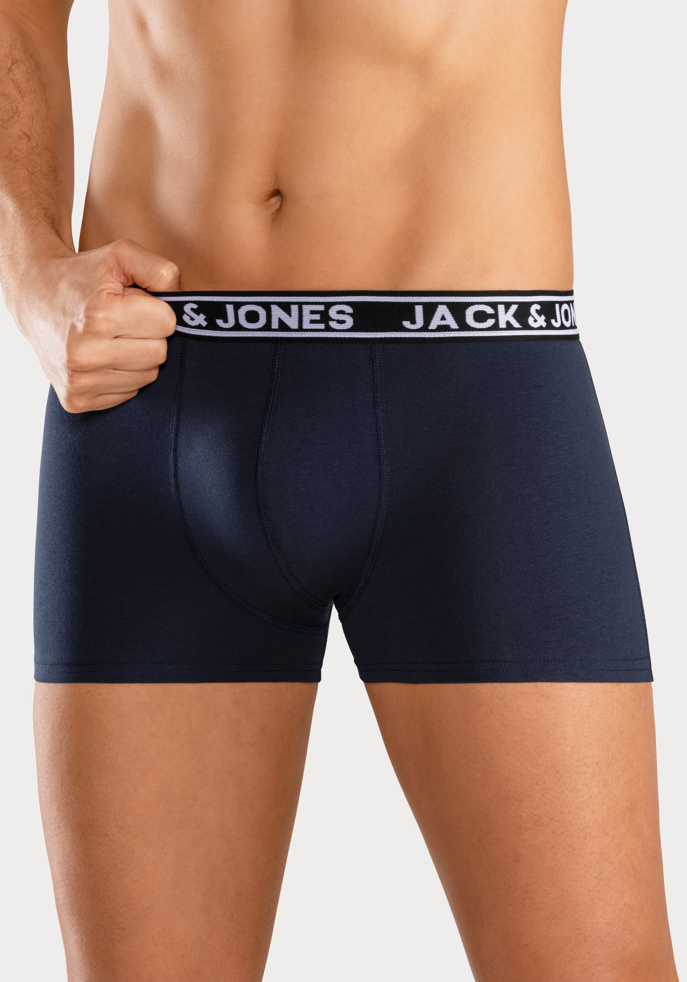 Jack & Jones Trunk »JACCRISP im 6er Pack mit Logobund und Stretchkomfort« Packung, 6 Stk. unifarben mit Farbeinsatz, modisch, eng anliegend, Baumwollmischung