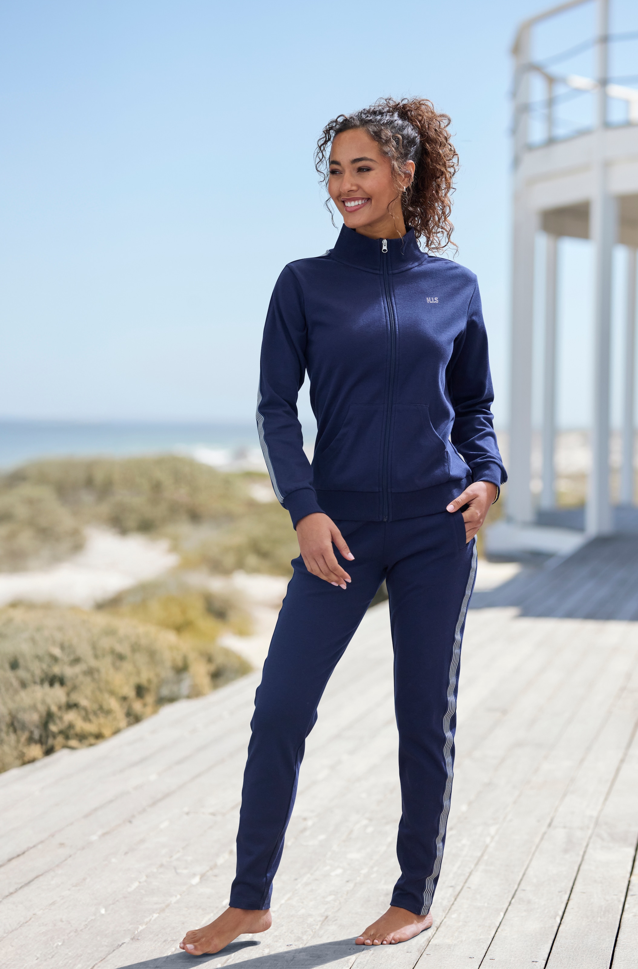 H.I.S Sweatjacke mit gestreiftem Tape an den Ärmeln