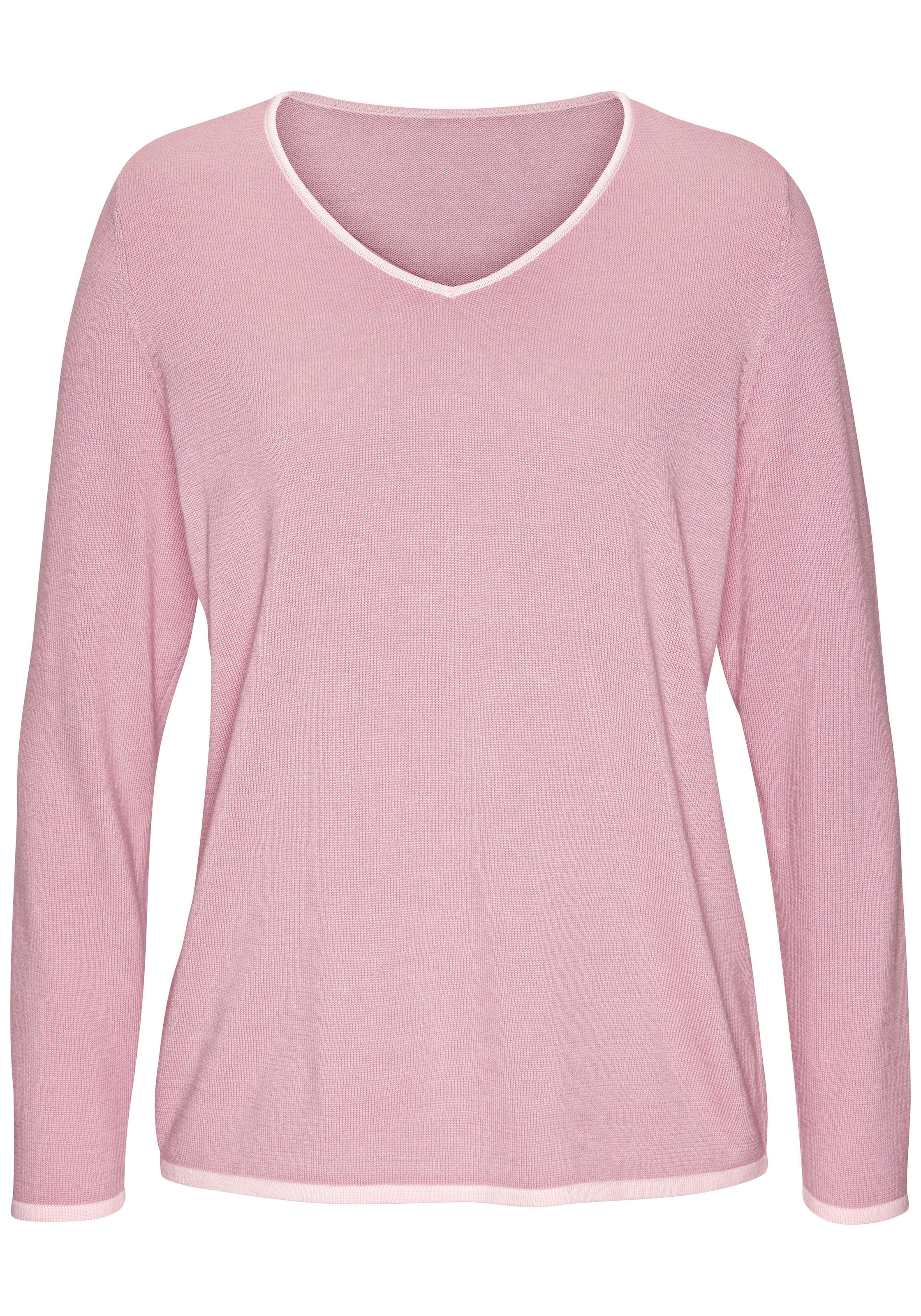 Vivance V-Ausschnitt-Pullover mit Kontrastkanten, casual