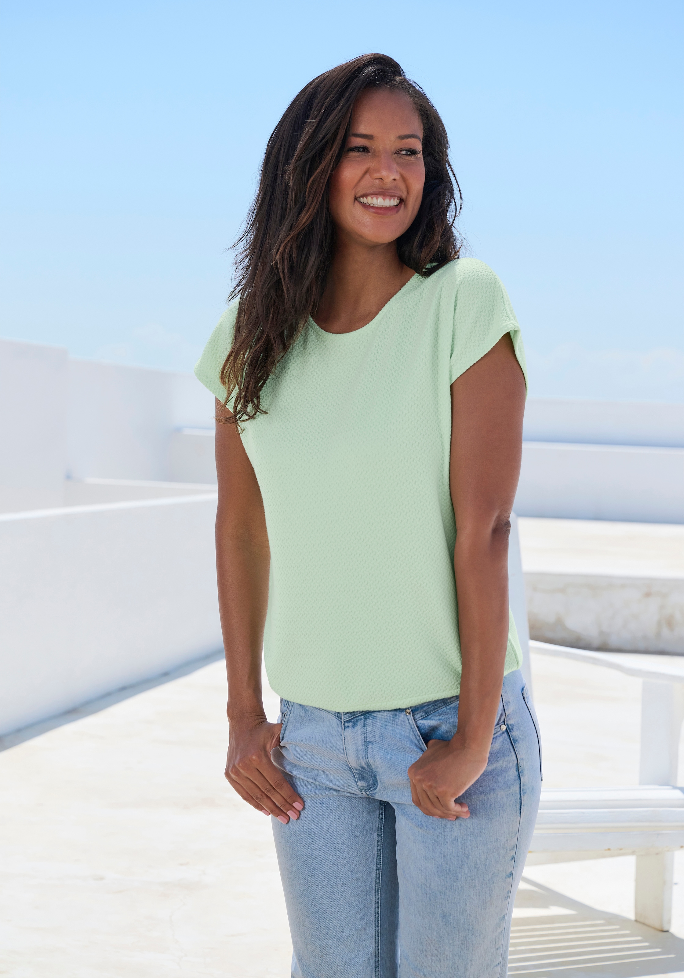 Vivance Kurzarmshirt »aus bügelfreier Strukturqualität«, mit Viskose