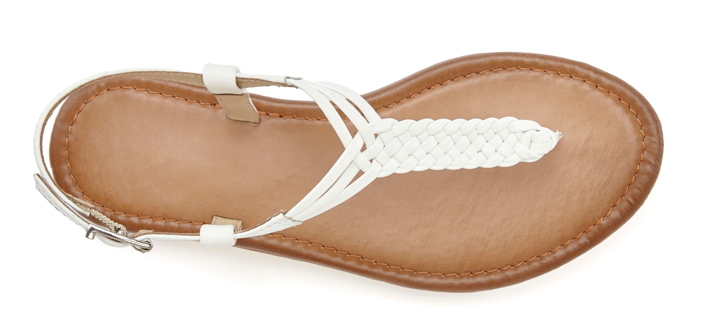 Vivance Zehentrenner, Sandalette, Sommerschuh,Sandale aus Leder mit Flecht-Optik