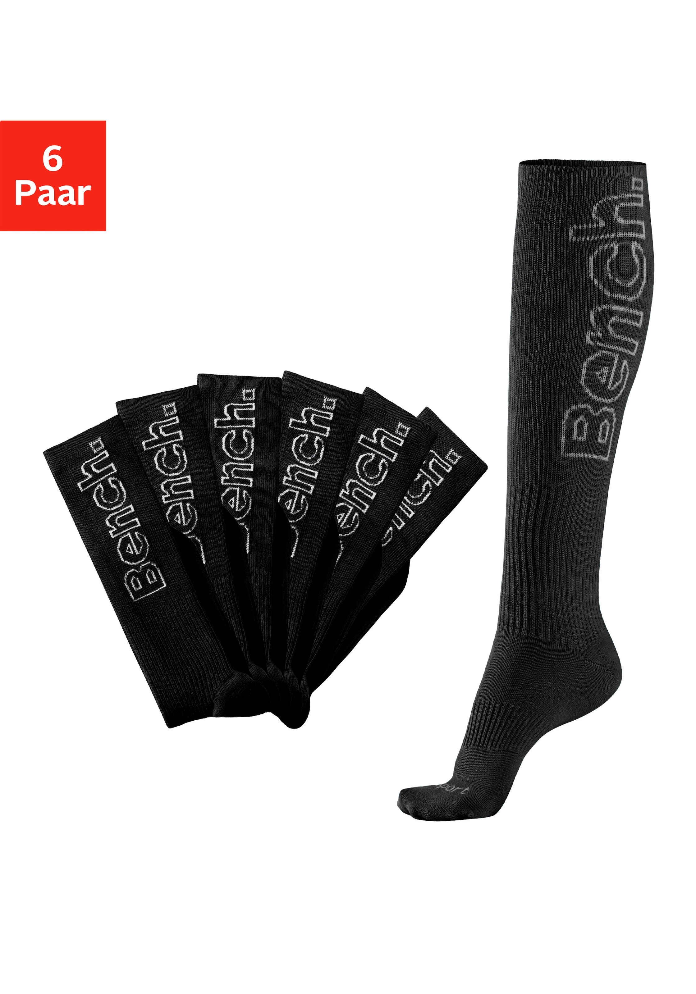 Bench. Kniestrümpfe, (Packung, 6 Paar), mit antibakterieller Feuchtigkeitsregulierung