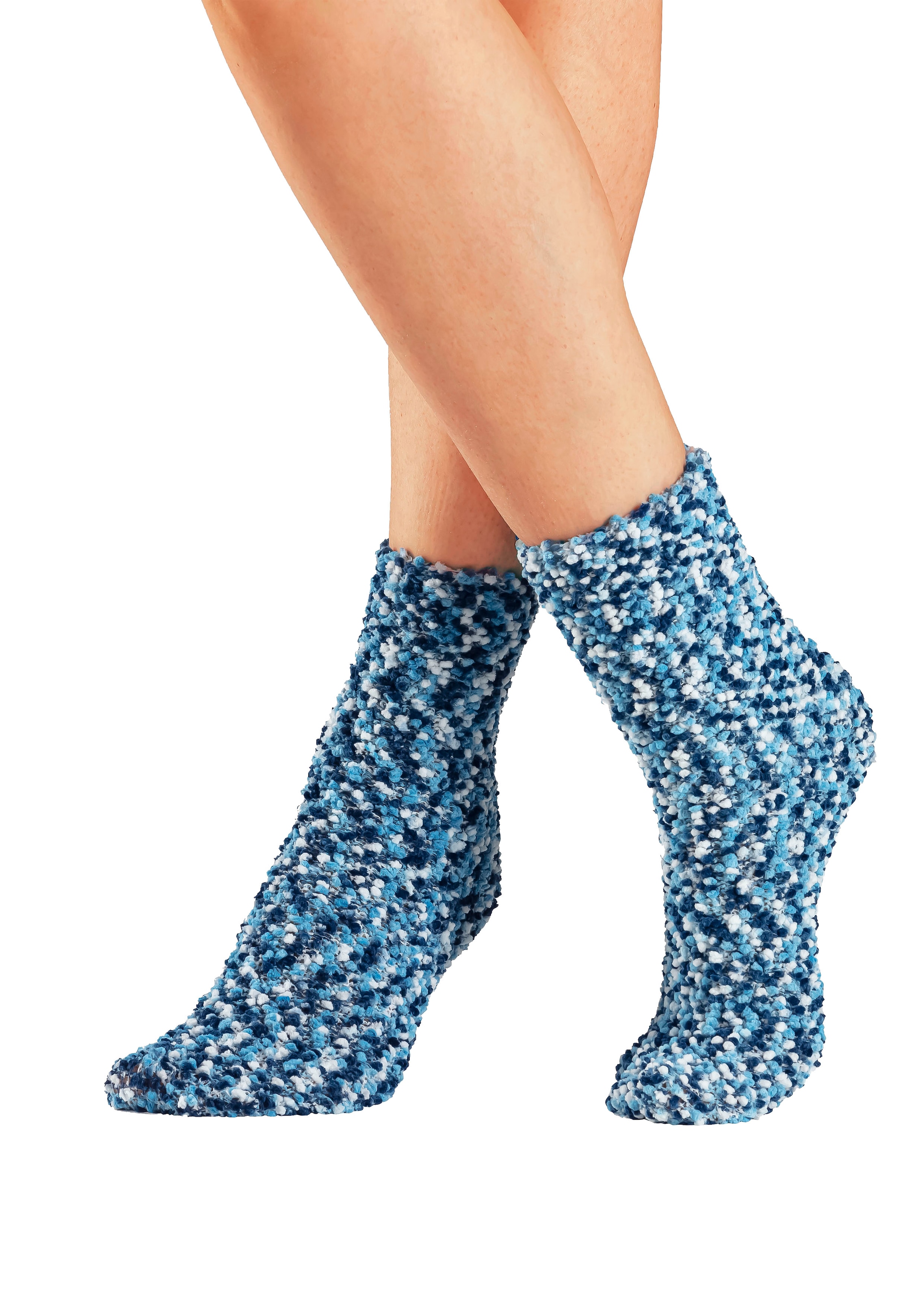 Lavana Kuschelsocken, (Packung, 5 Paar), Multifarbe Bettsocken mit weichem Noppengarn
