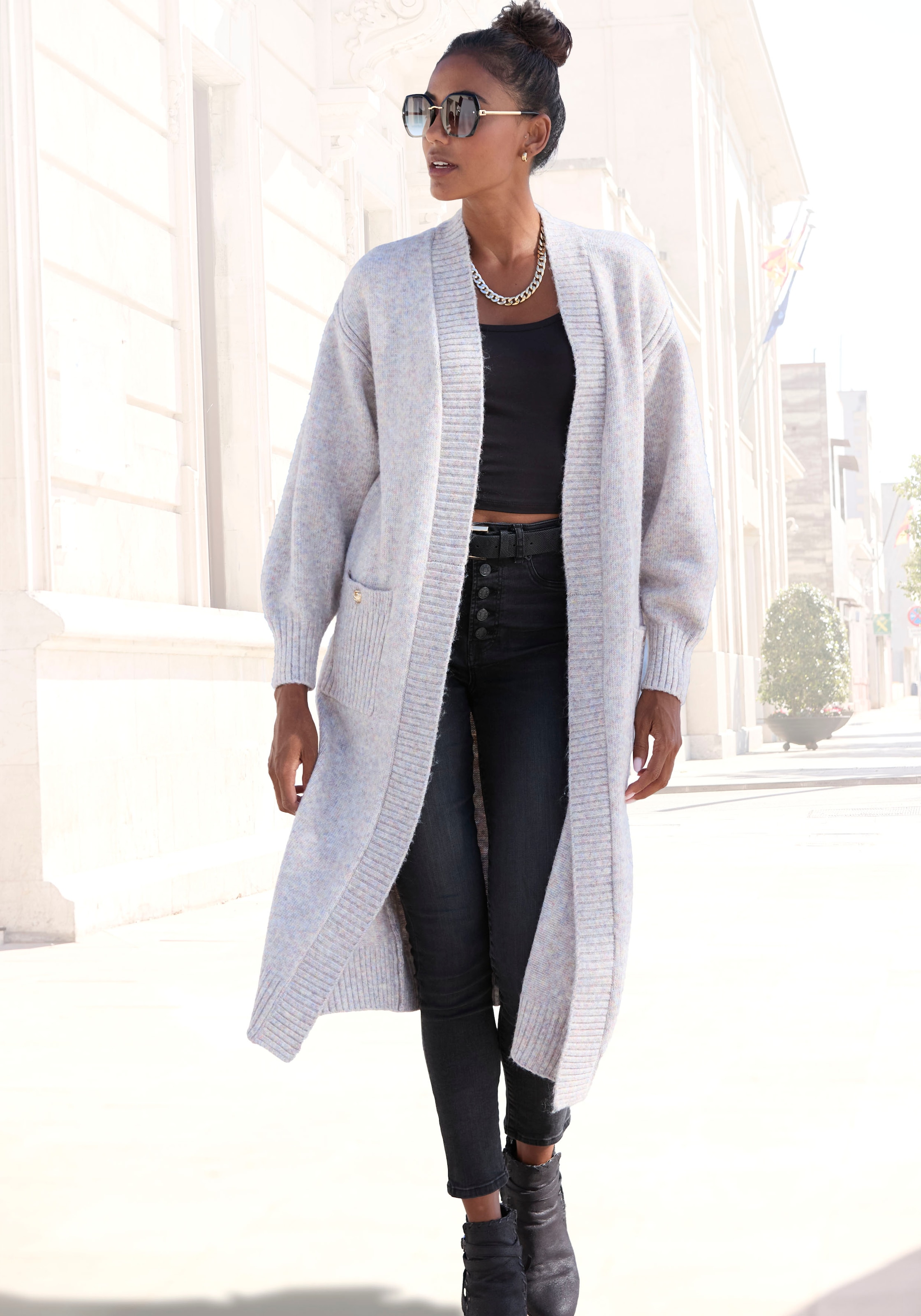 LASCANA Longstrickjacke, aus kuscheligem Strick