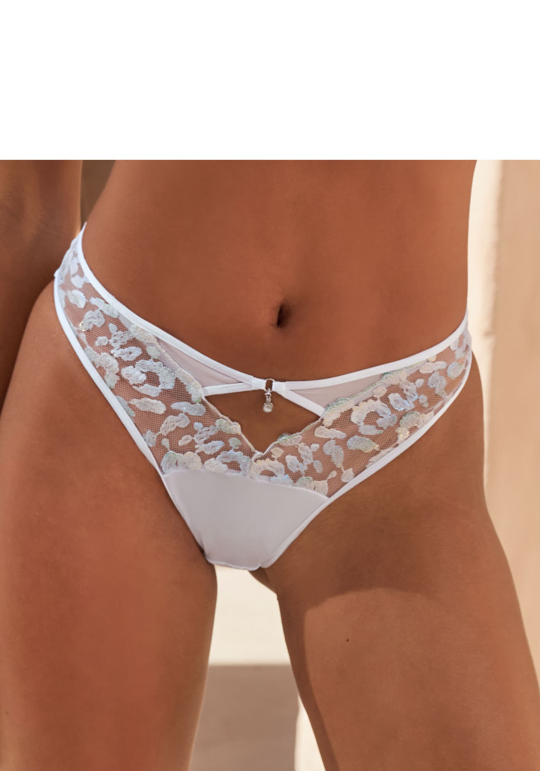 JETTE Slip aus Stickereispitze mit Glitzer-Effekte