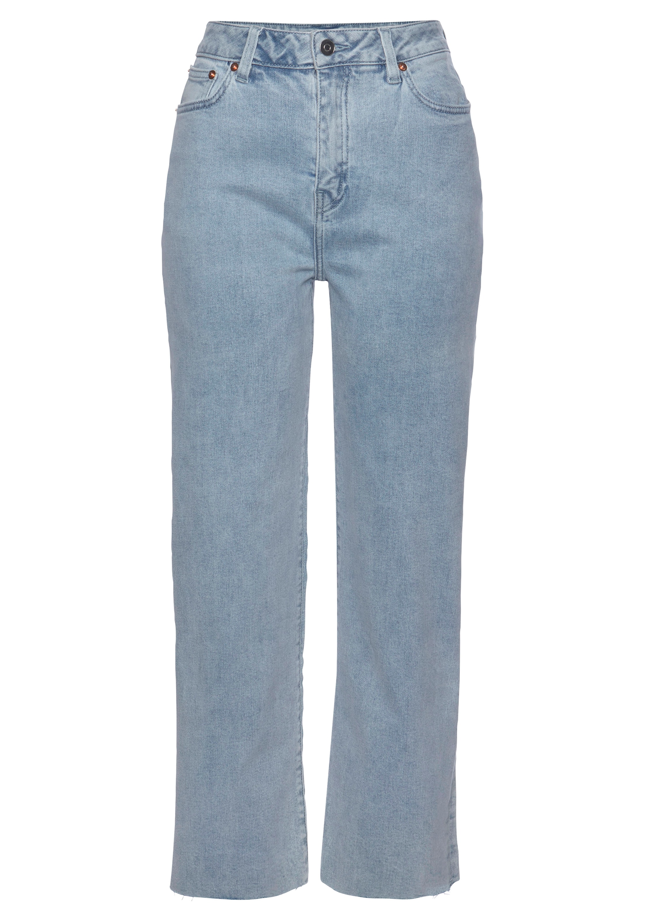 Buffalo Weite Jeans, mit leicht ausgefranstem Beinabschluss, Culotte Jeans in 7/8-Länge