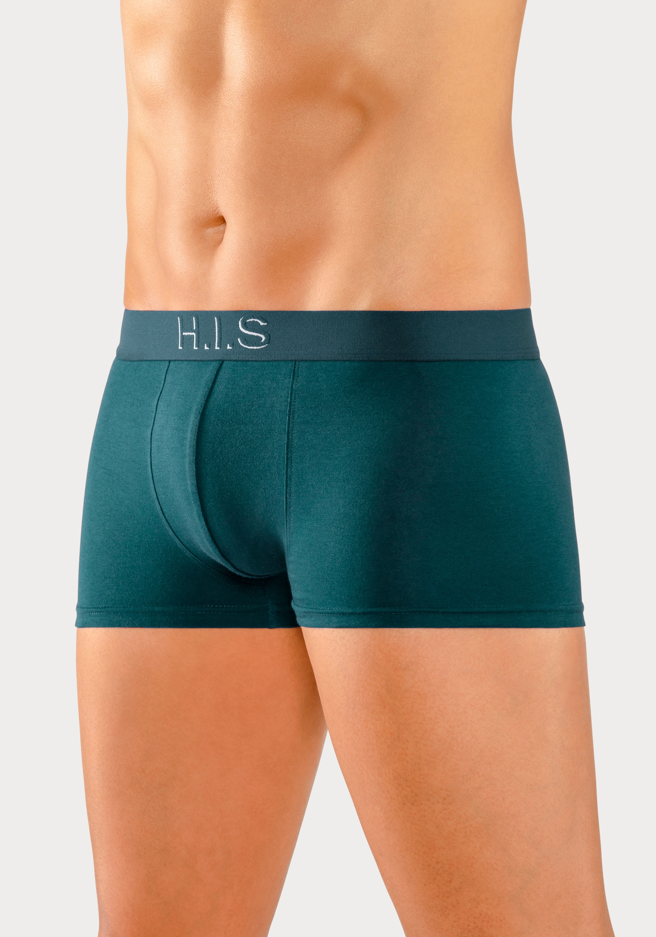 H.I.S Hipster, (Packung, 5 St.), knapp sitzende Boxershorts am Webbund mit Logoschriftzug mit 3D Effekt