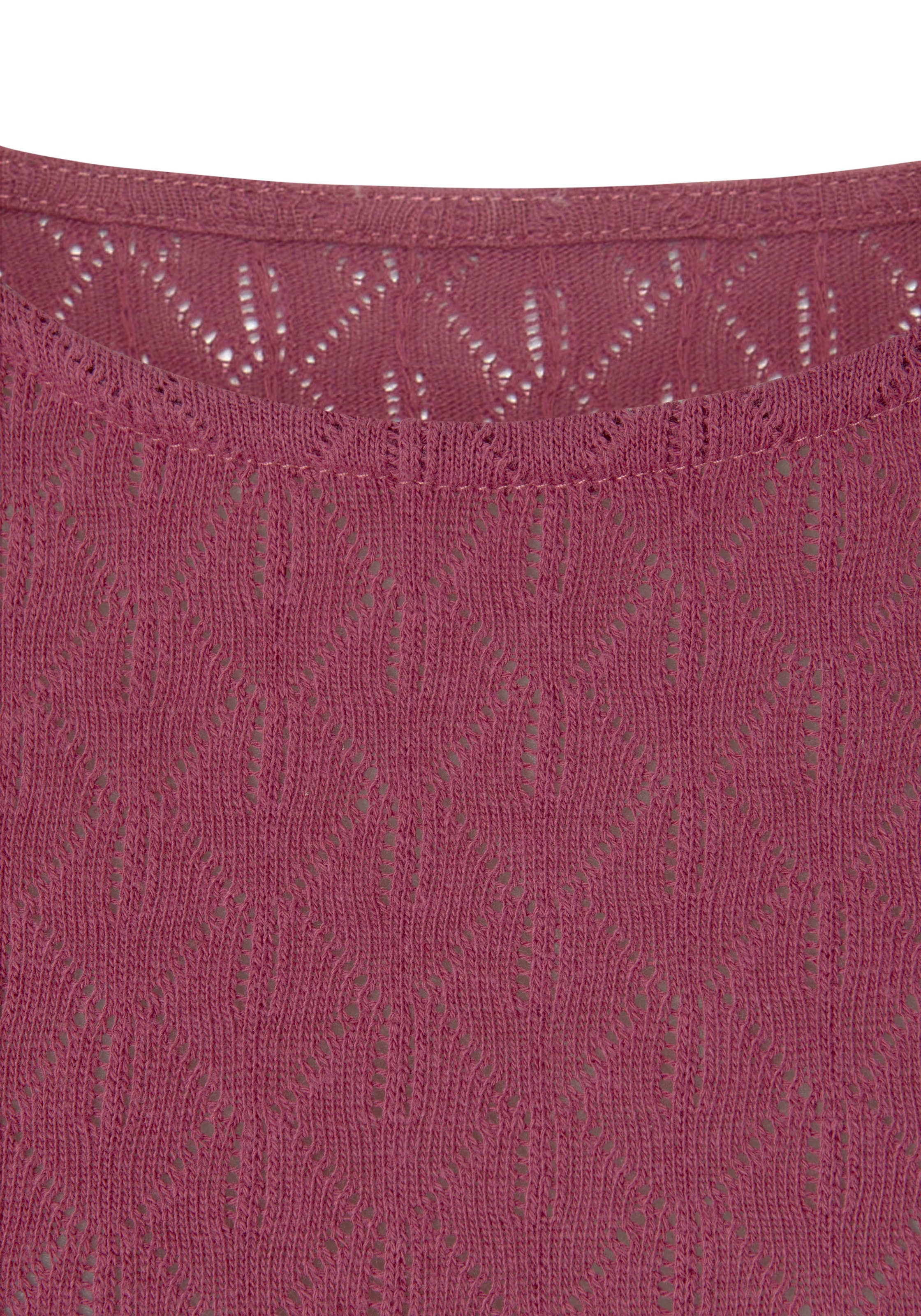 Vivance Langarmshirt »mit modischem Ajour-Muster«, aus weichem Baumwollstrick