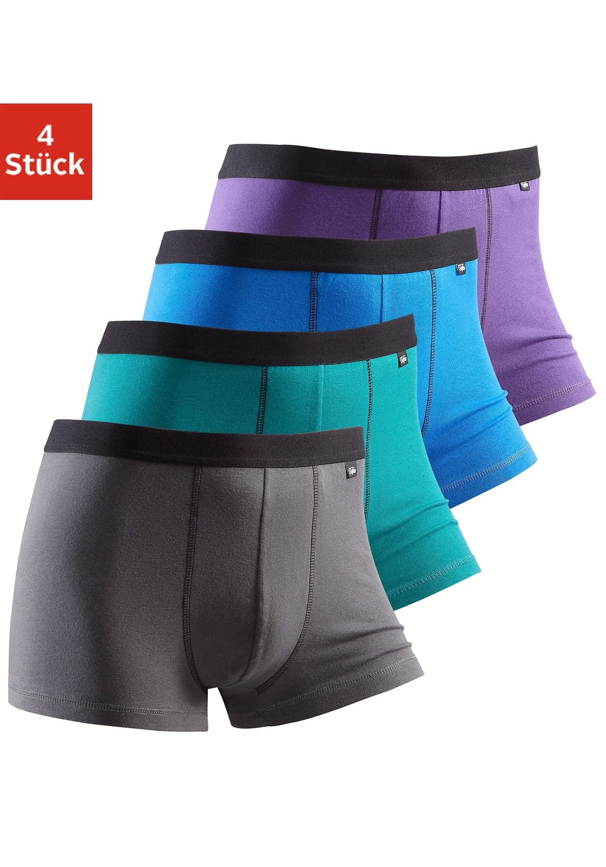 Buffalo Boxer »Boxershorts für Herren«, (Packung, 4 St.), mit schwarzem Webbund