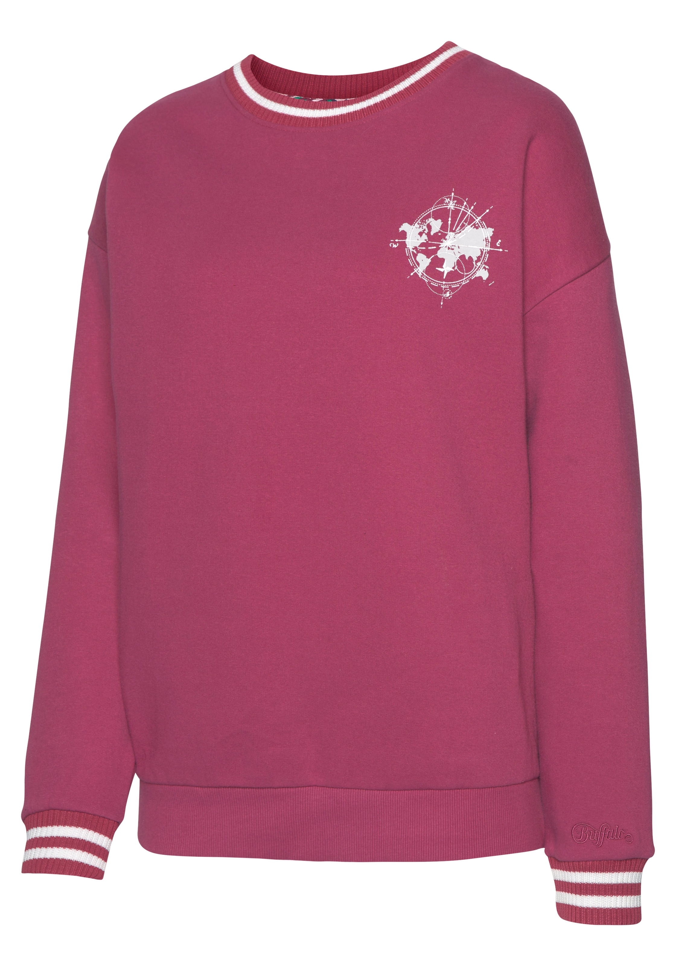 Buffalo Sweatshirt, mit Kontrast-Rippbündchen und Druck, Loungeanzug