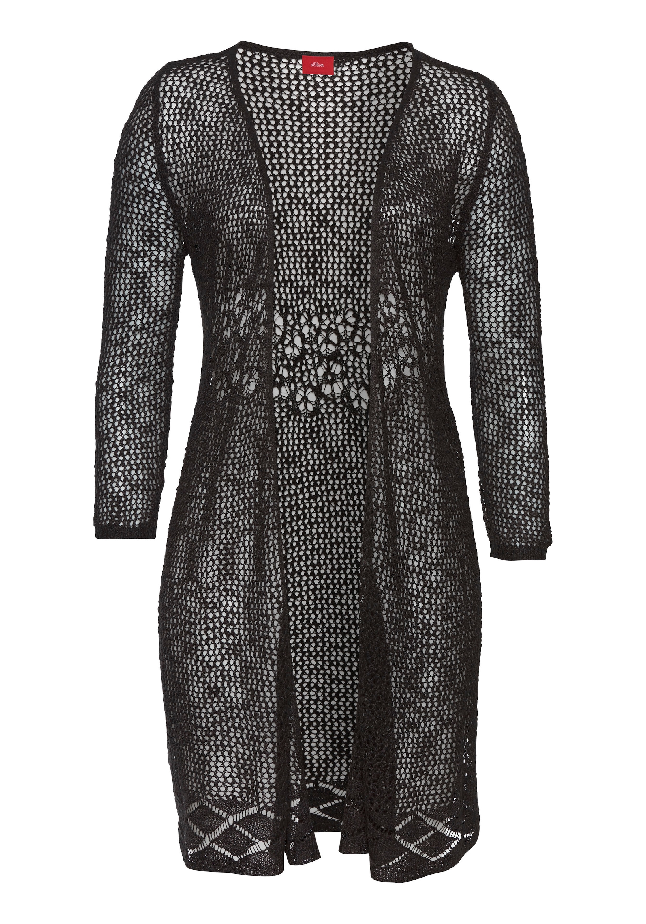 s.Oliver Strickjacke, mit Ajourmuster, Häkeloptik, Strandmode