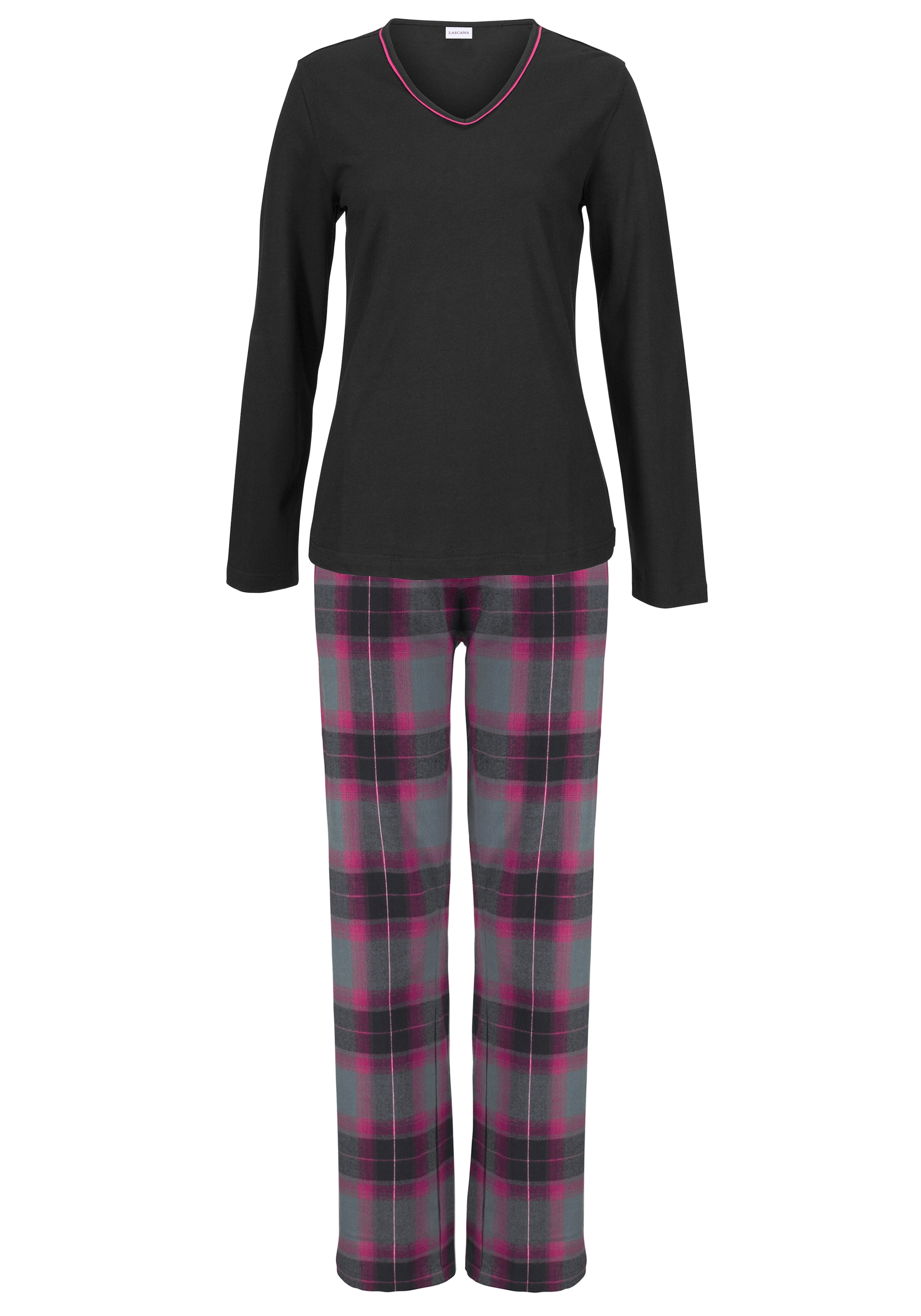 LASCANA Pyjama 2 Stk. tlg., mit kuscheliger Flanellhose