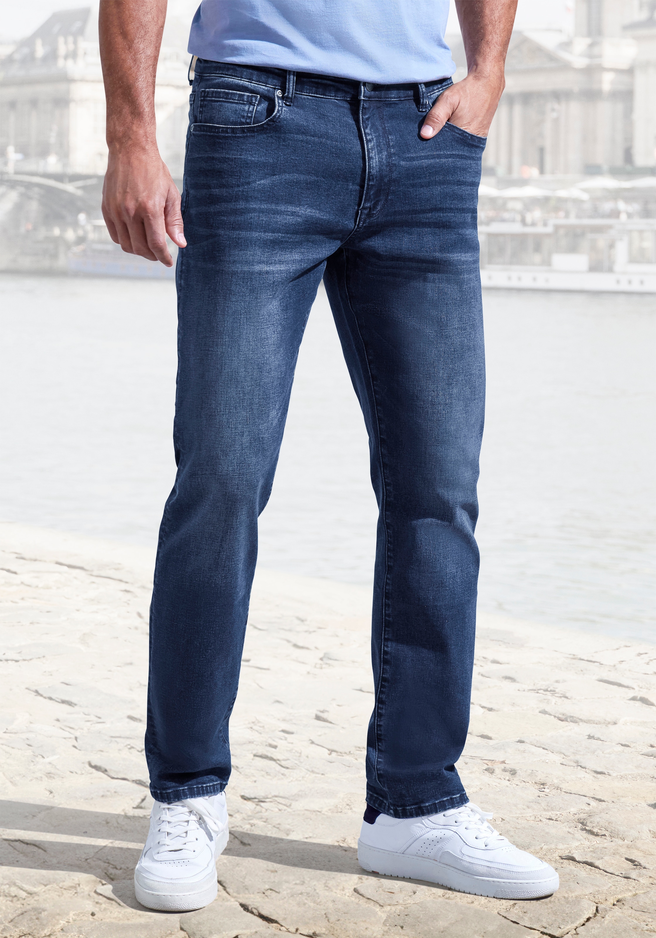 John Devin 5-Pocket-Jeans »Straight-fit Jeans«, aus elastischer Denim-Qualität