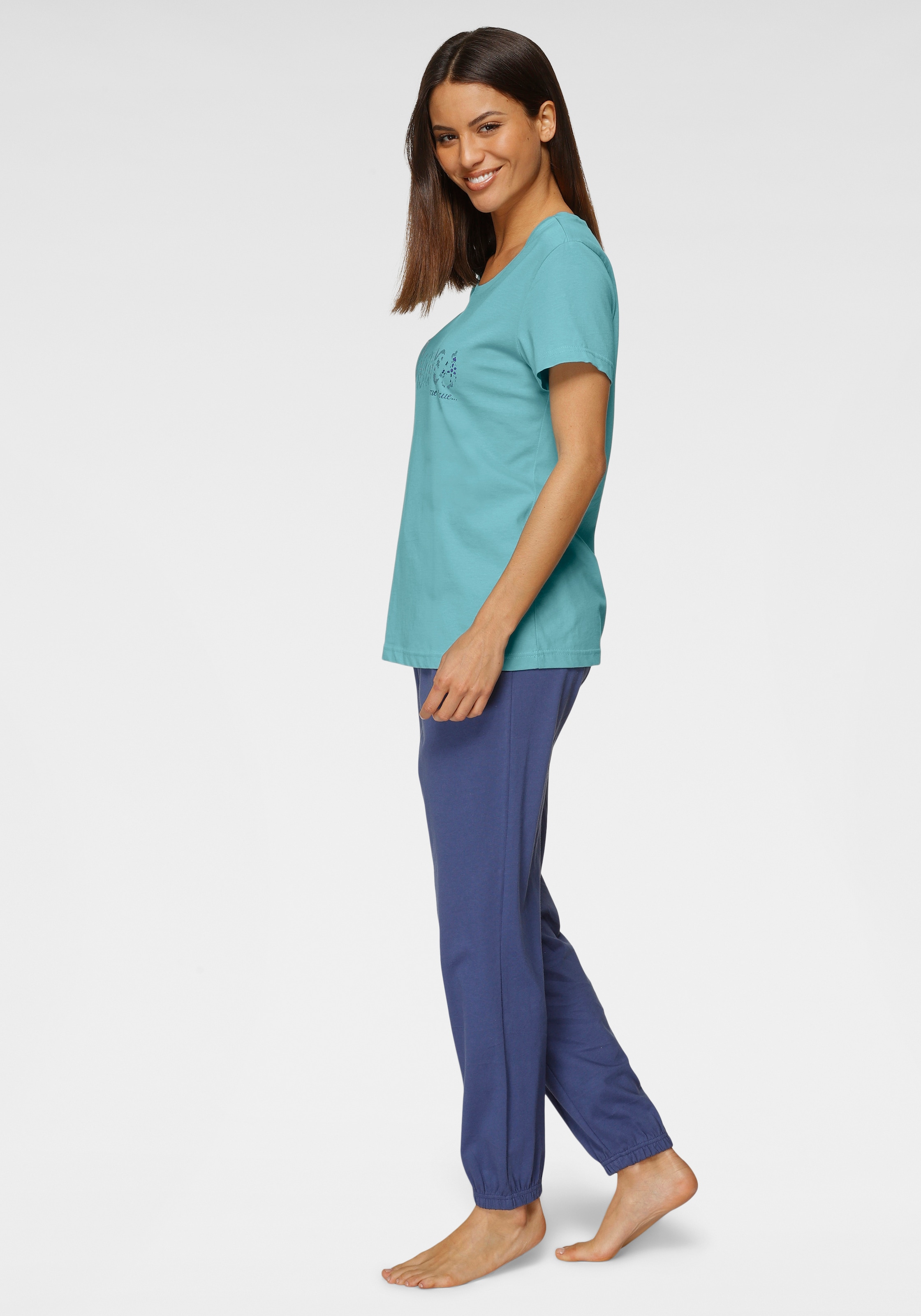 Vivance Dreams Pyjama, (Set, 3 teilig), mit Frontschriftzug
