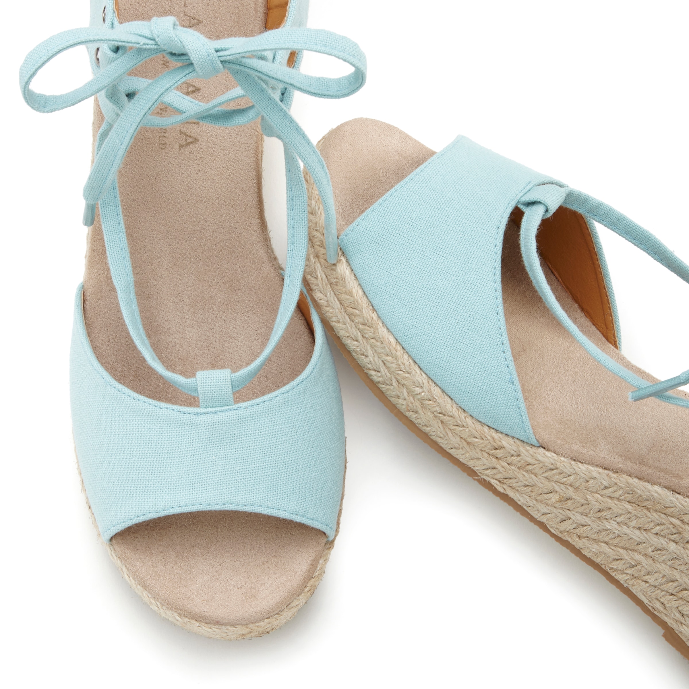 LASCANA Keilsandalette »Sommerschuh«, Sandalette, Sandale mit Keilabsatz, Bast-Optik & Schnürung VEGAN
