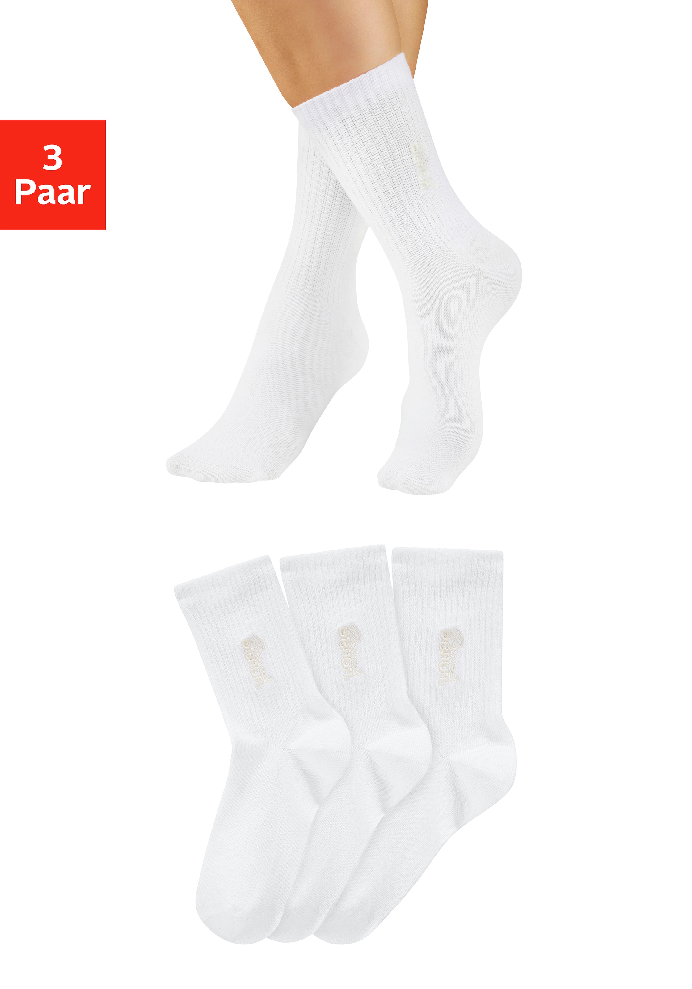 Bench. Basicsocken Packung, 3 Paar tlg. mit Bench Logo Stickerei