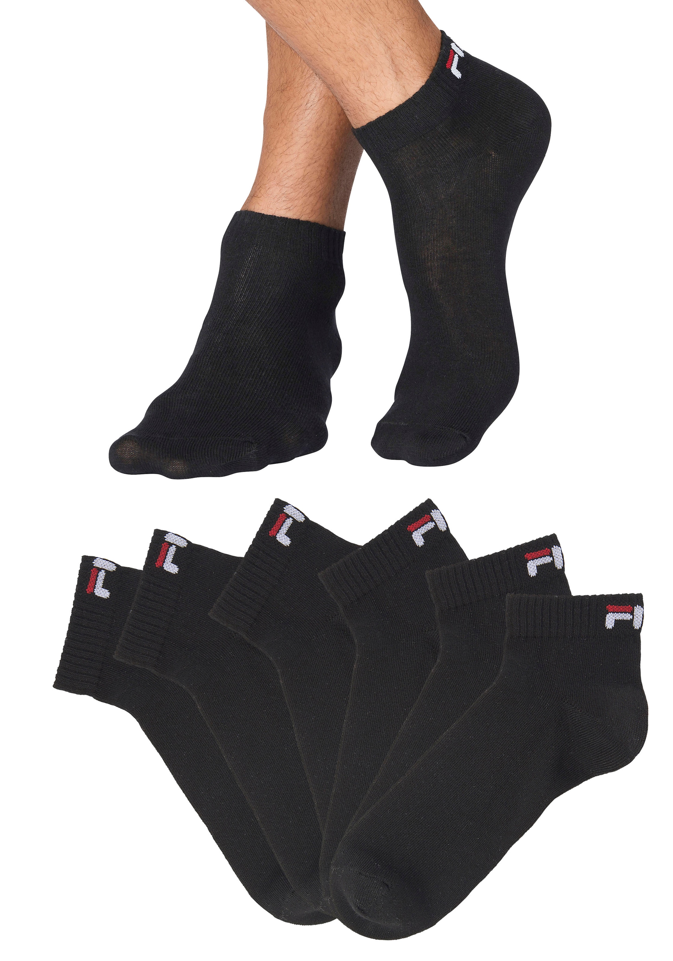 Fila Kurzsocken »UNISEX INVISIBLE PLAIN SOCKS« 6 Stk. tlg. Baumwollmischung, Rippenbündchen, flache Zehennaht