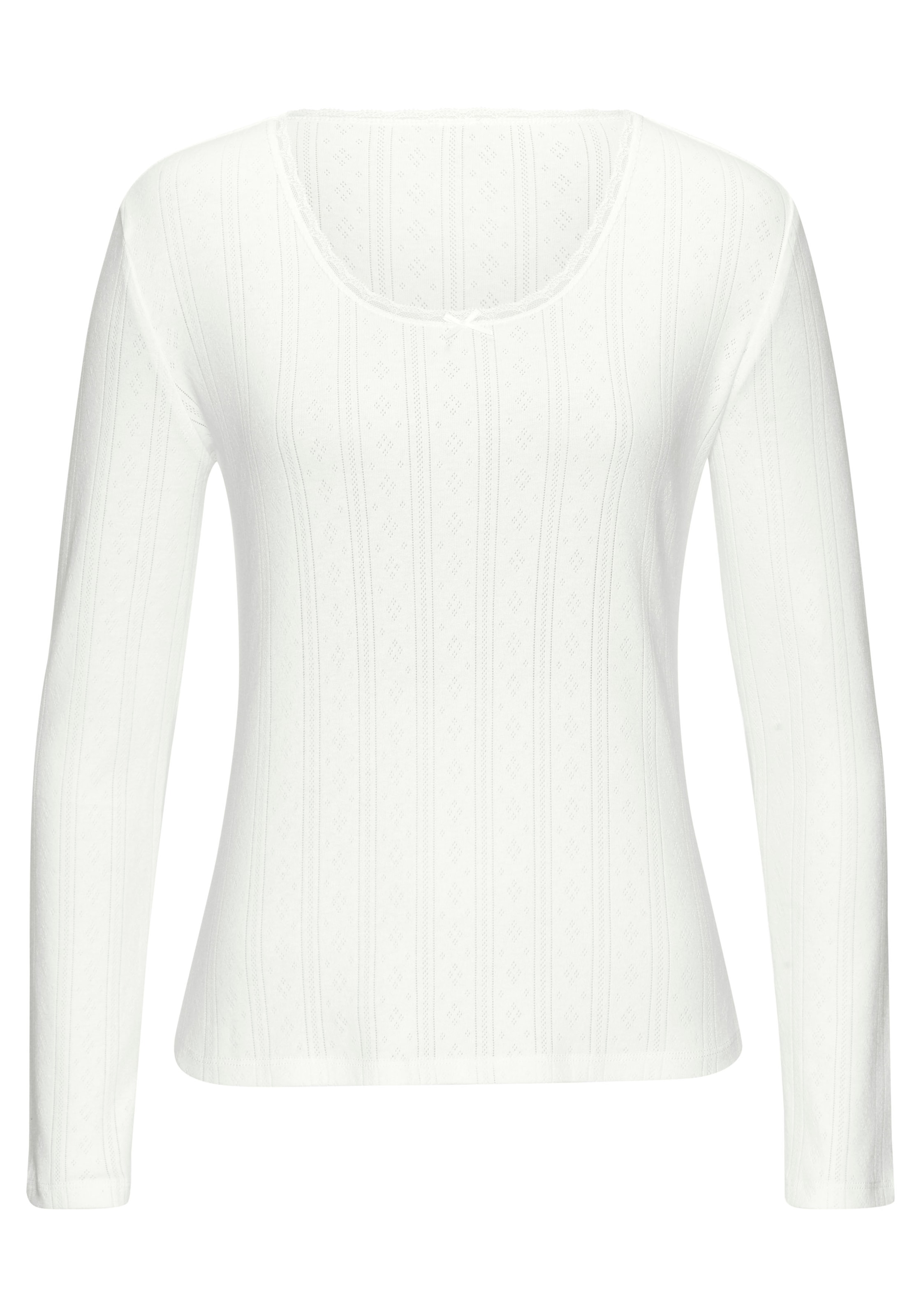 Vivance Langarmshirt , aus weichem Pointelle-Strick mit Spitze
