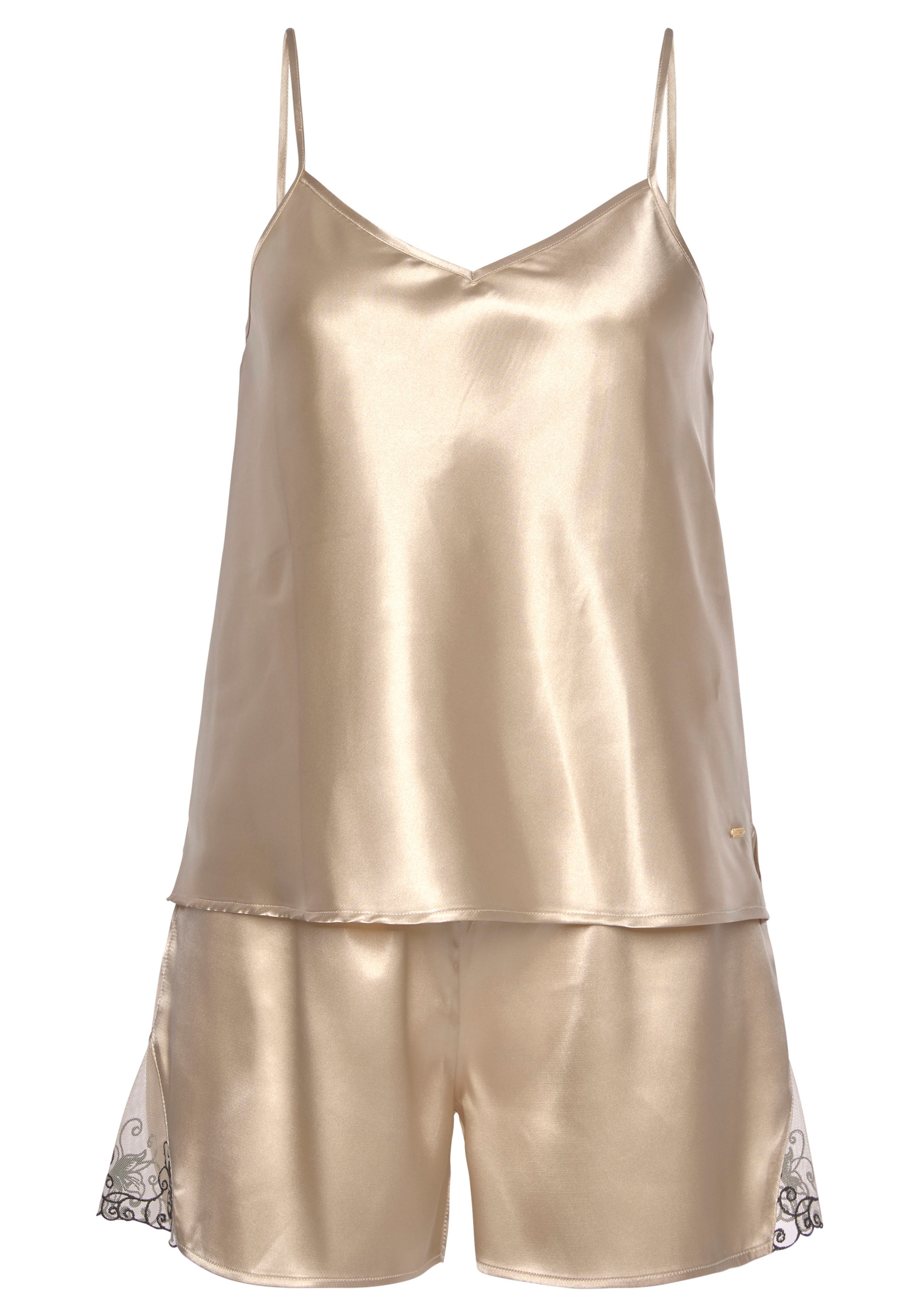 LASCANA Shorty, (2 tlg., 1 Stück), mit Zierschleife und Spitzeneinsätzen