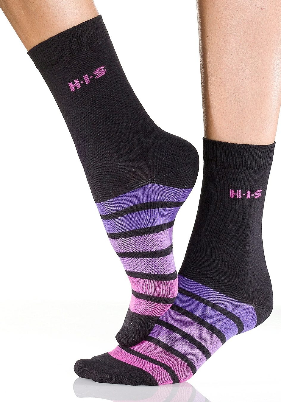 H.I.S Freizeitsocken Packung, 7 Stk. tlg. mit buntem Ringelmuster