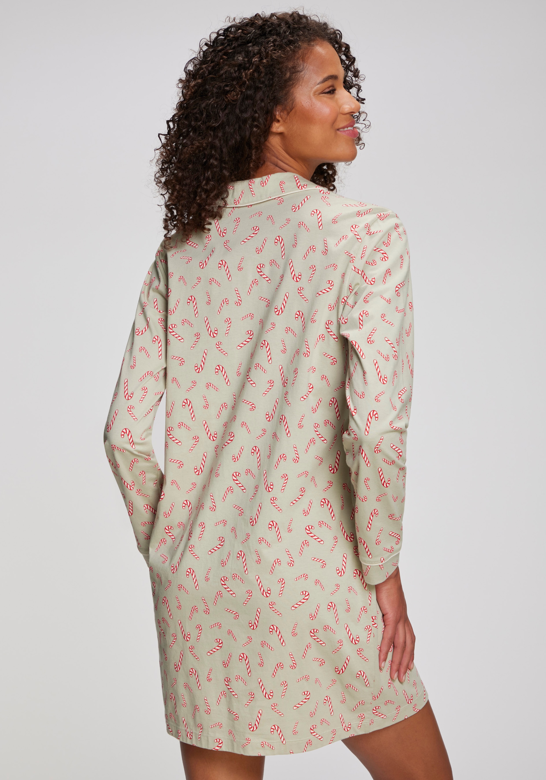 LASCANA Nachthemd 1-teilig,  Brusttasche Mit Weihnachtlichem Muster