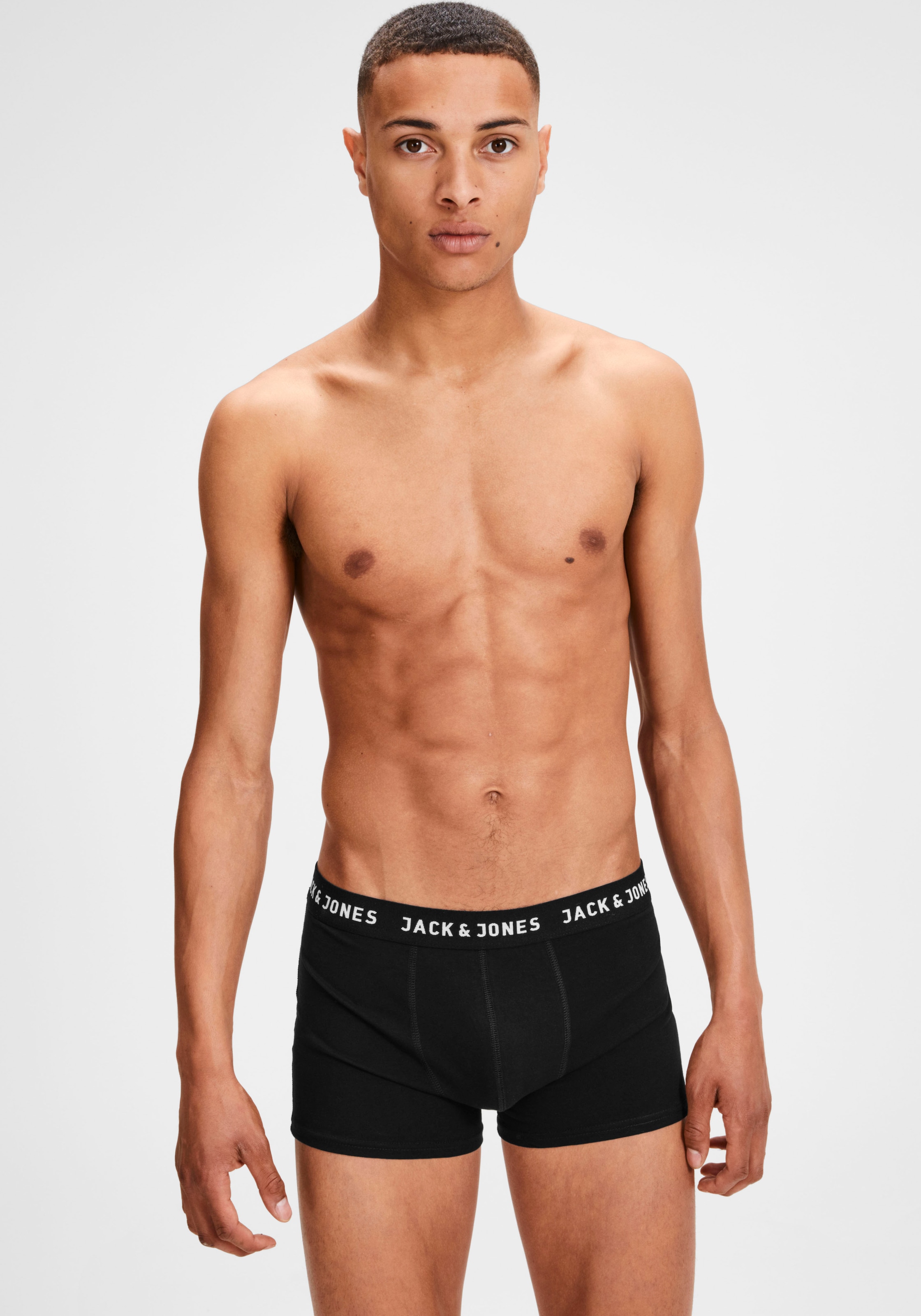 Jack & Jones Boxer »JACHUEY im Fünferpack mit toniger Naht und elastischem Bund«, 5 Stk. unifarben, modisch, eng anliegend, Baumwollmischung