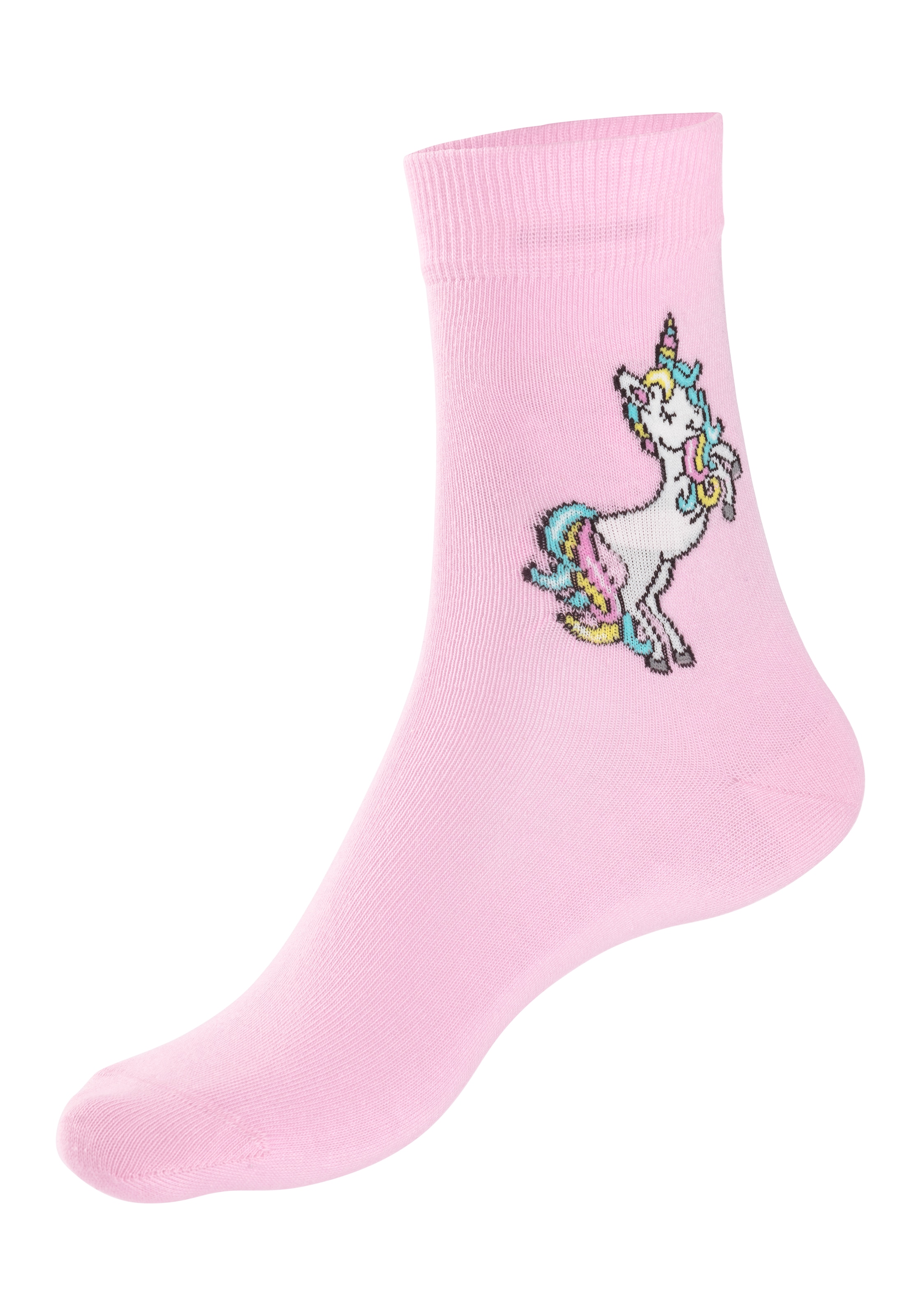 H.I.S Basicsocken Packung, 4 Paar tlg. mit Einhorn Motiven
