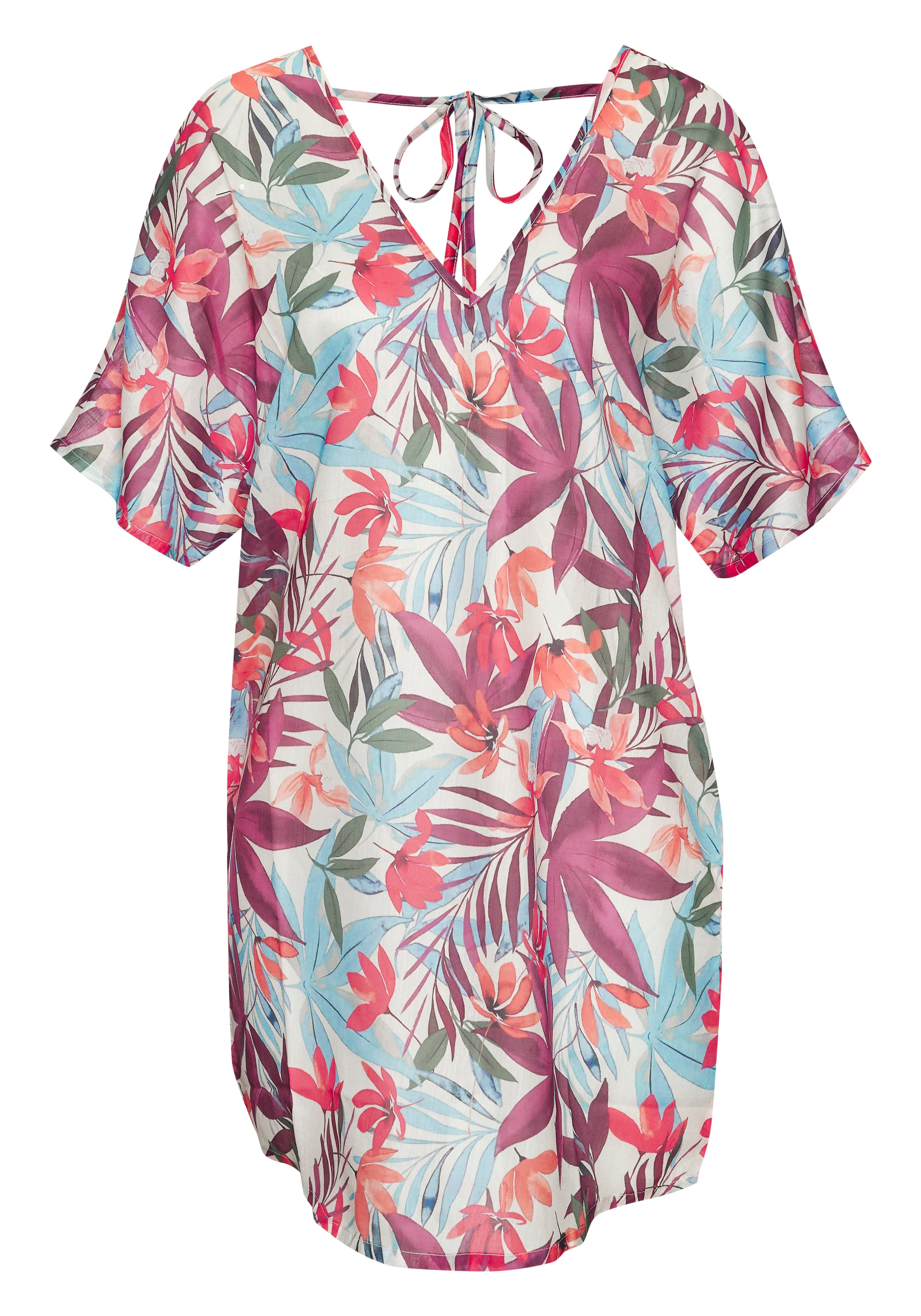 LASCANA Chiffontunika mit Alloverprint, leicht transparente Strandtunika