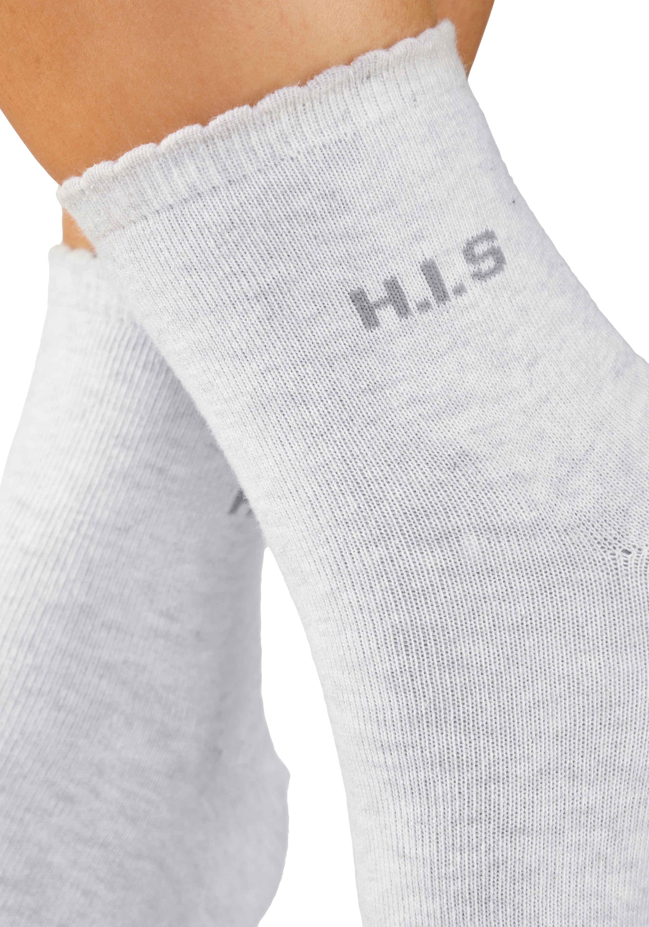 H.I.S Kurzsocken »Damen uni und meliert für die ganze Woche« Packung, 7 Paar tlg. mit gewelltem Bündchen