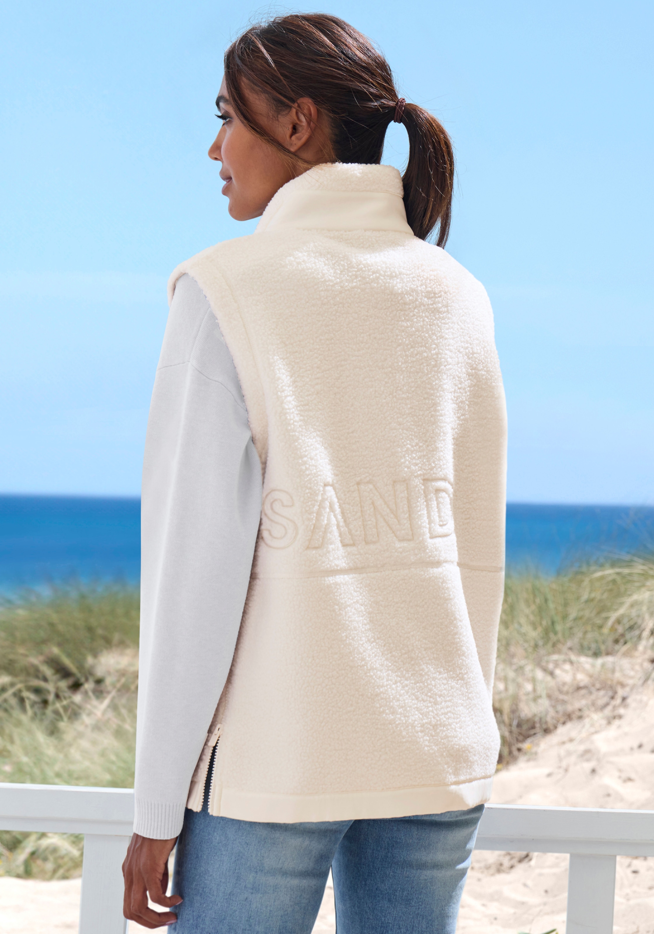 Elbsand Fleeceweste mit seitlichen Reißverschlüssen und hohen Kragen