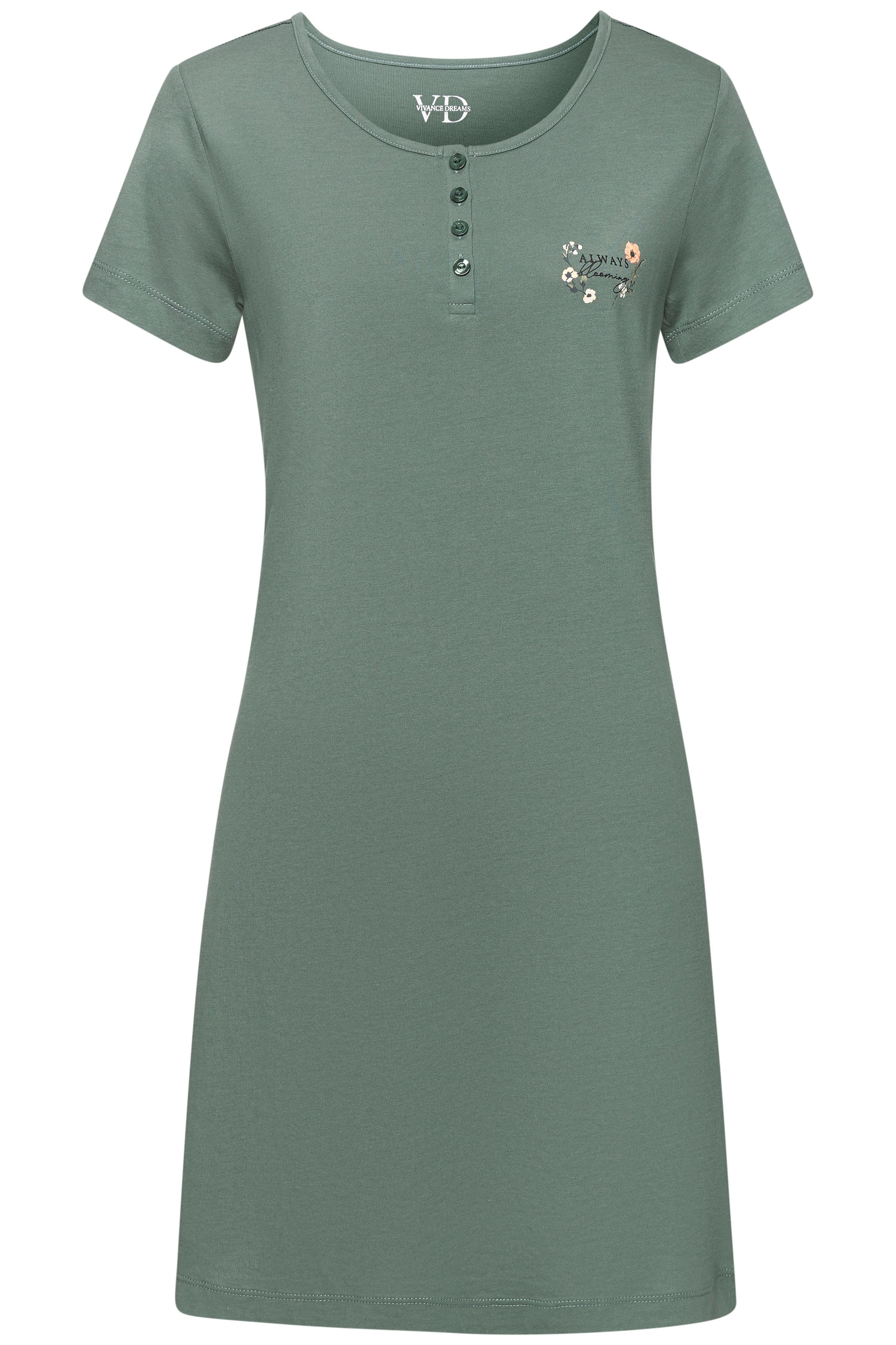 LASCANA Nachthemd mit schönem Blumenprint und Knopfleiste