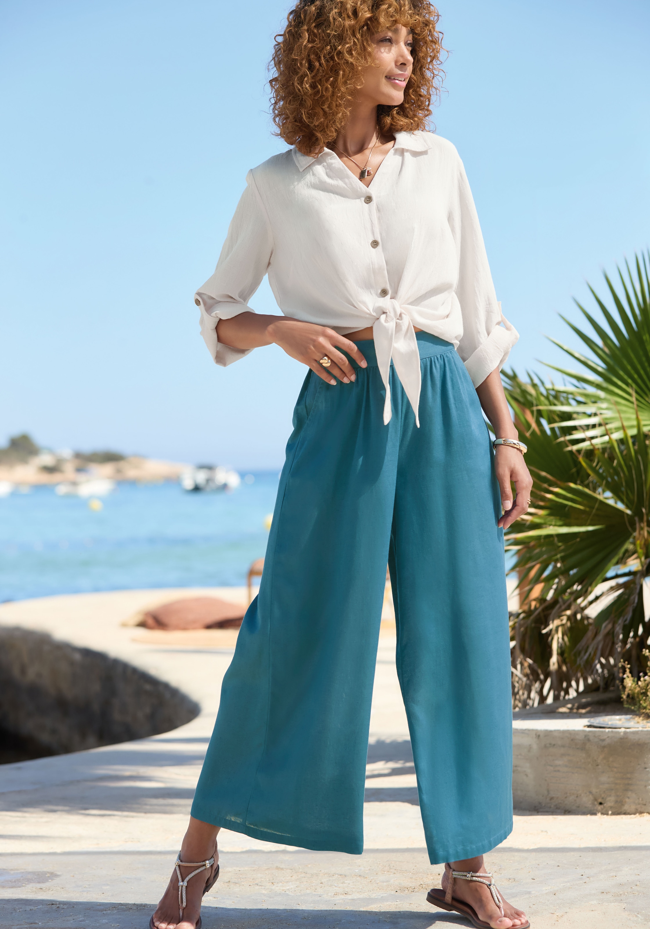 LASCANA Culotte  mit Leinen-Anteil, luftige Sommerhose in 7/8-Länge aus Leinenmix