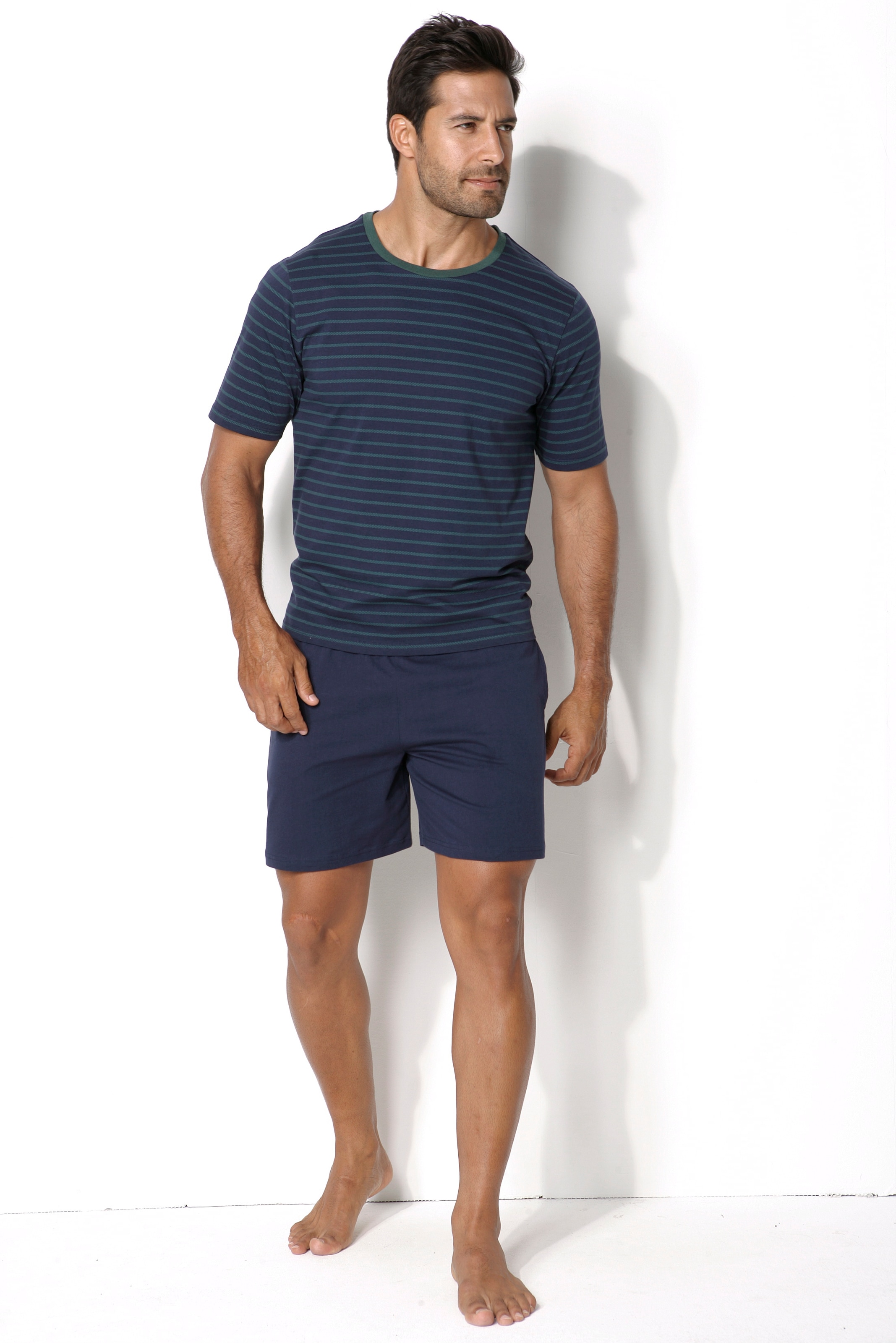 le jogger® Pyjama, (4 tlg., 2 Stück), Schlafanzug im Streifendesign