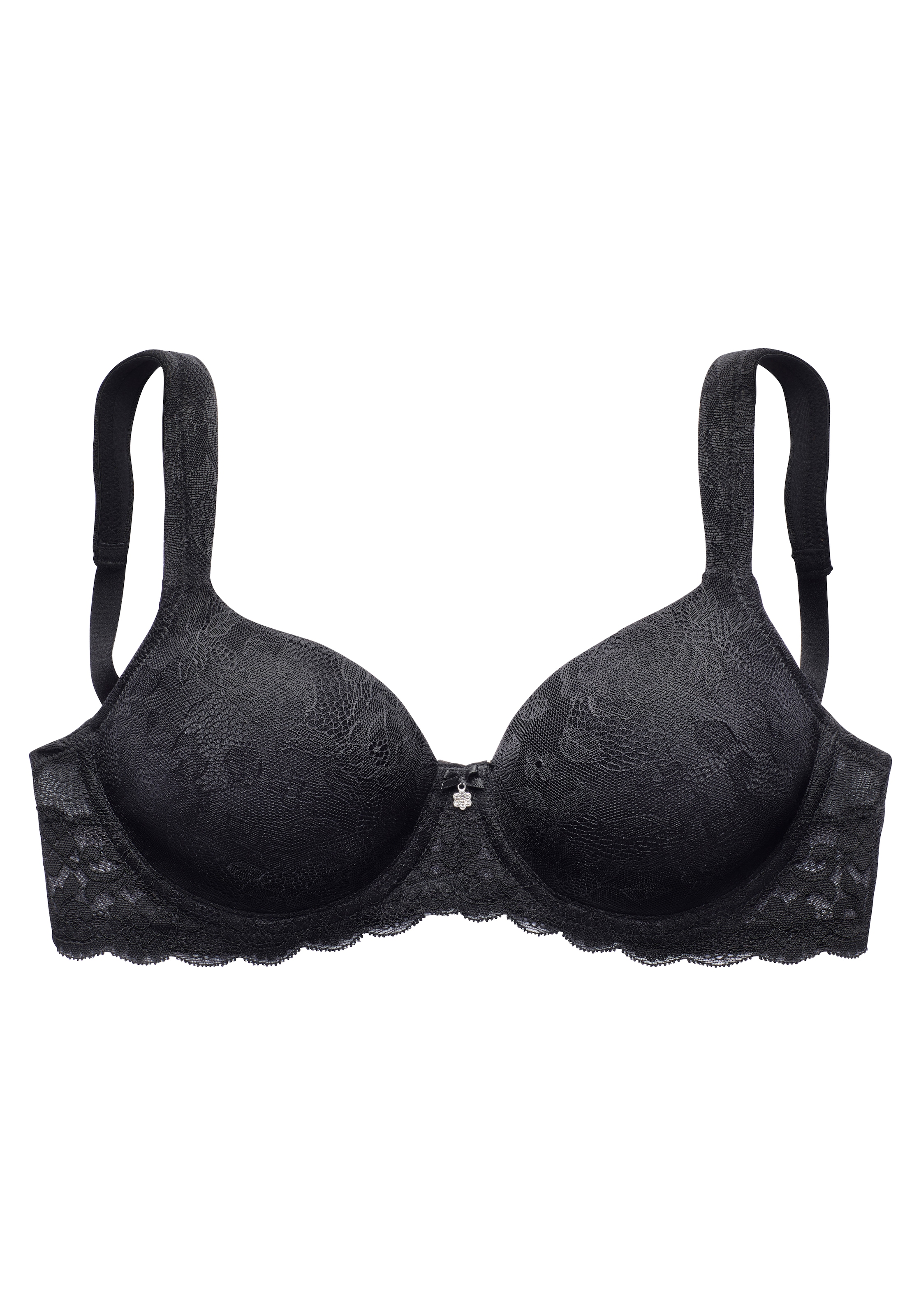 LASCANA Schalen-BH », BH mit Bügel, T-Shirt-BH mit Spitze« mit breiten Trägern, große Größen, Dessous