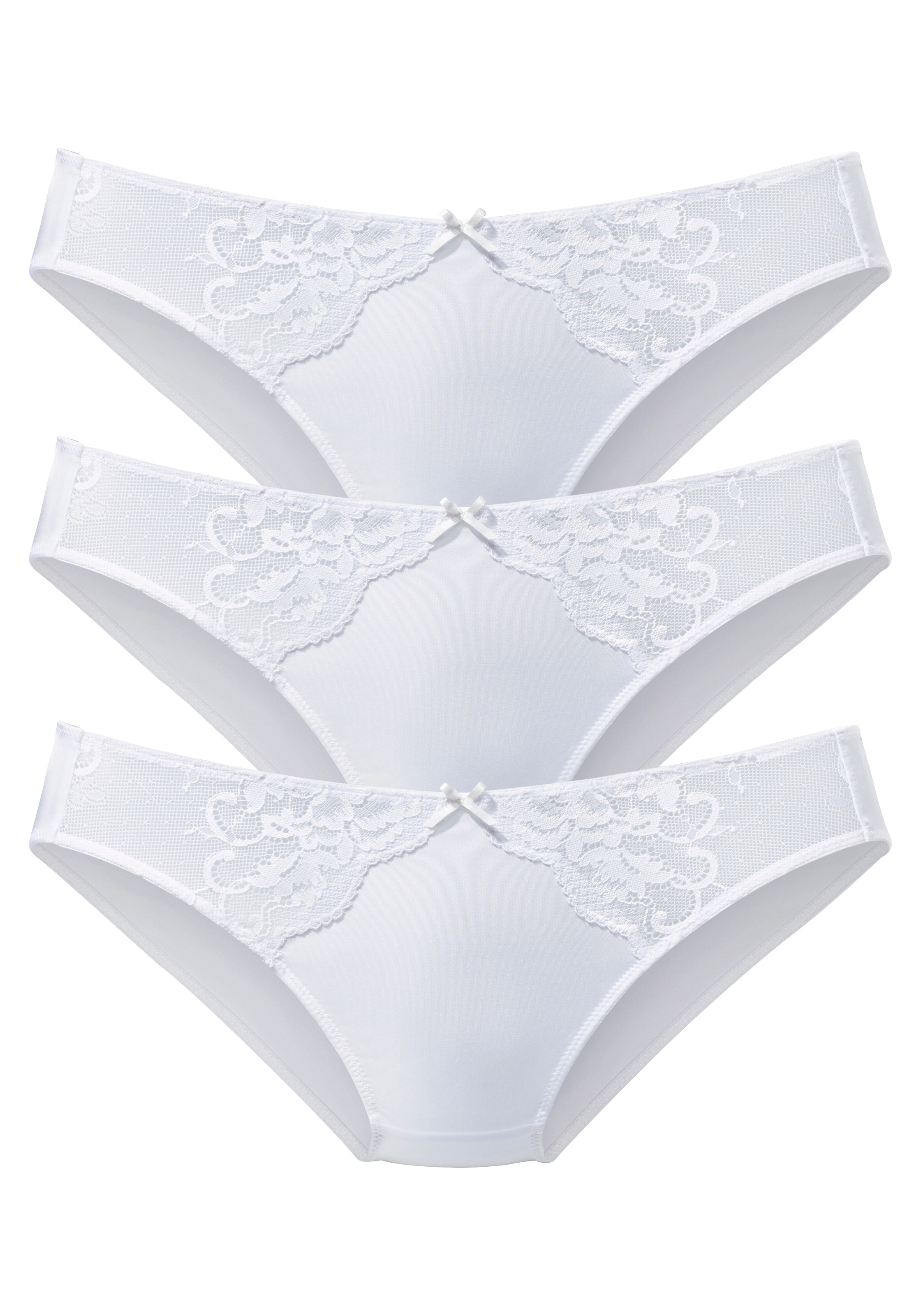 petite fleur by Lascana Slip Packung, 3 Stück,  mit floraler Spitze und weichem Microtouch