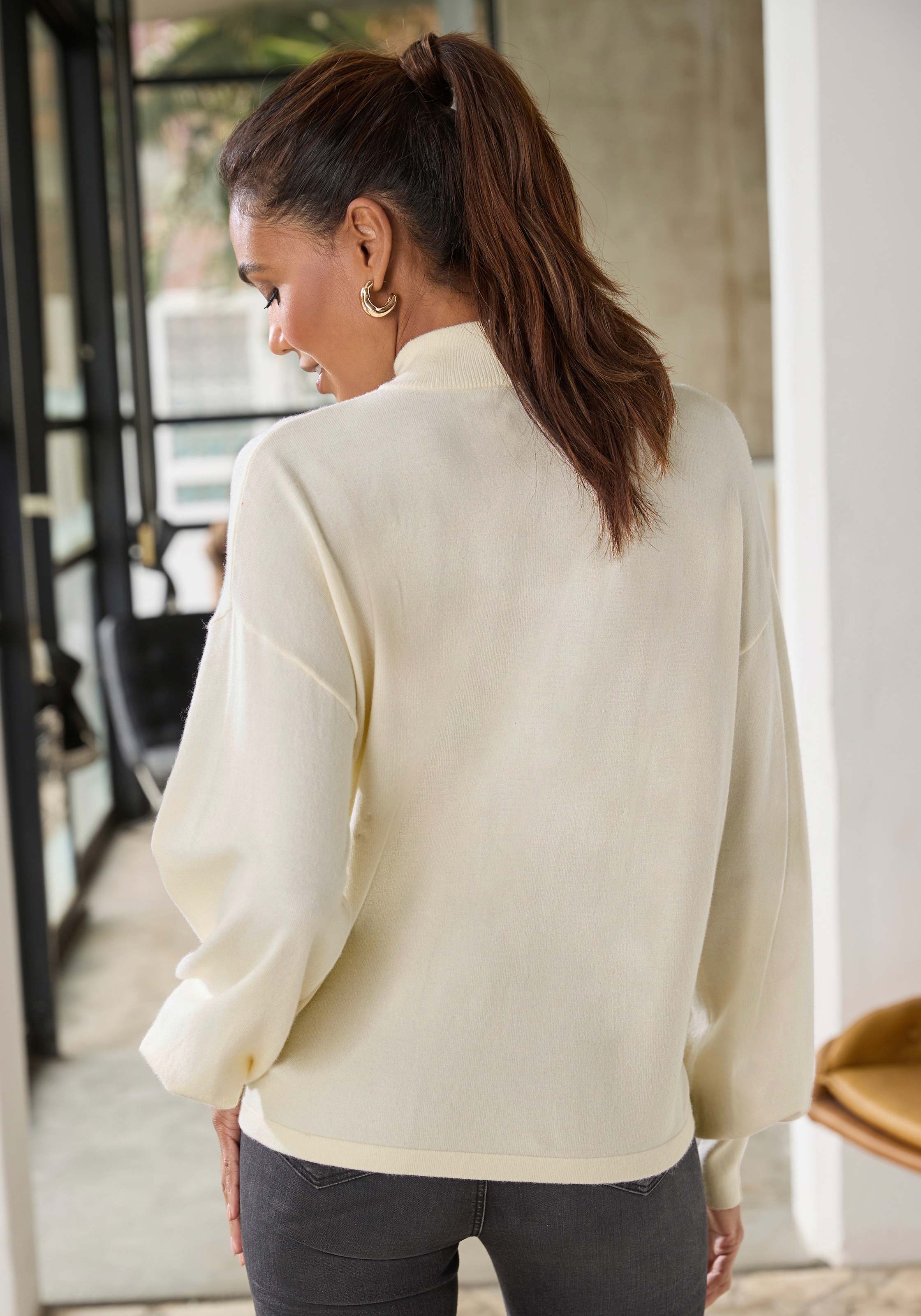 LASCANA Strickpullover mit kleinem Stehkragen, Feinstrickpullover, casual-chic